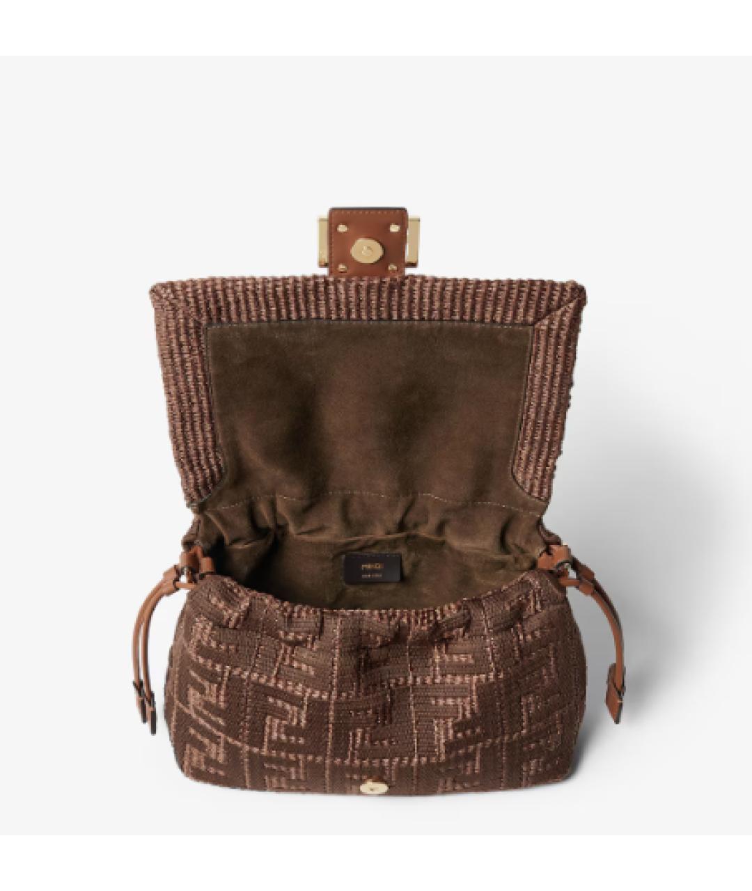 FENDI Коричневая тканевая сумка через плечо, фото 5
