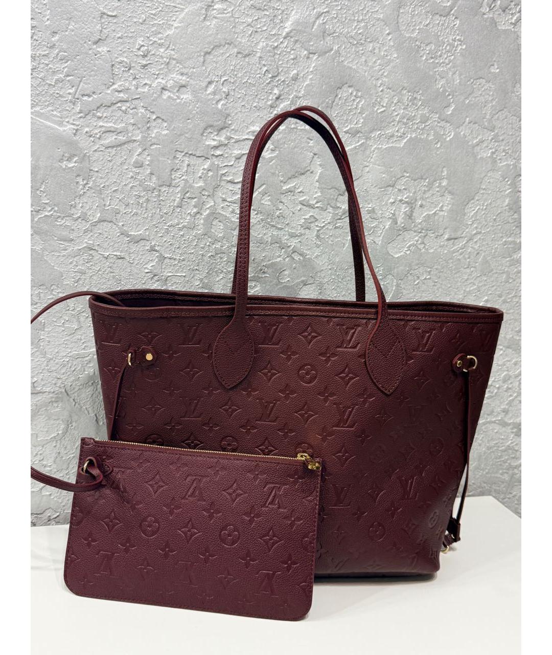 LOUIS VUITTON Бордовая кожаная сумка тоут, фото 5