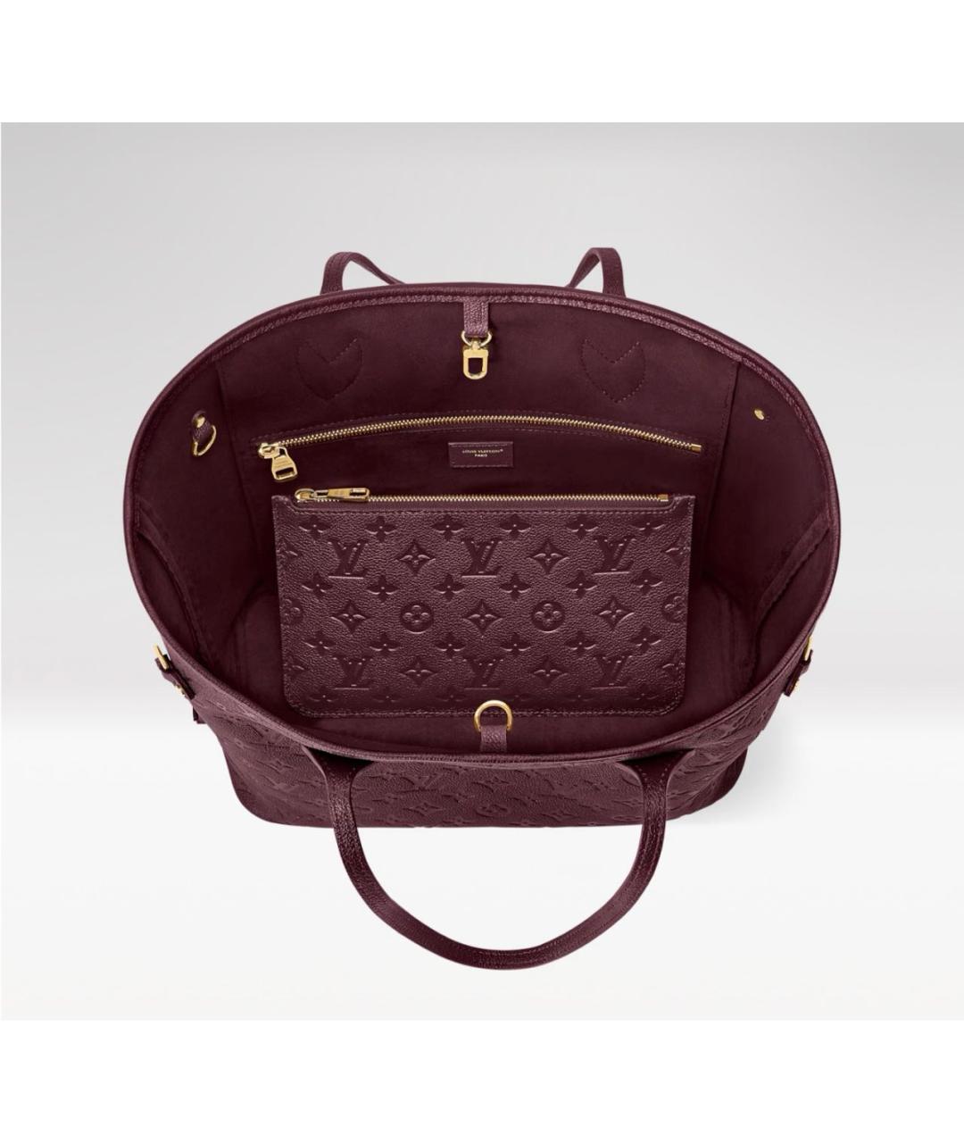 LOUIS VUITTON Бордовая кожаная сумка тоут, фото 3