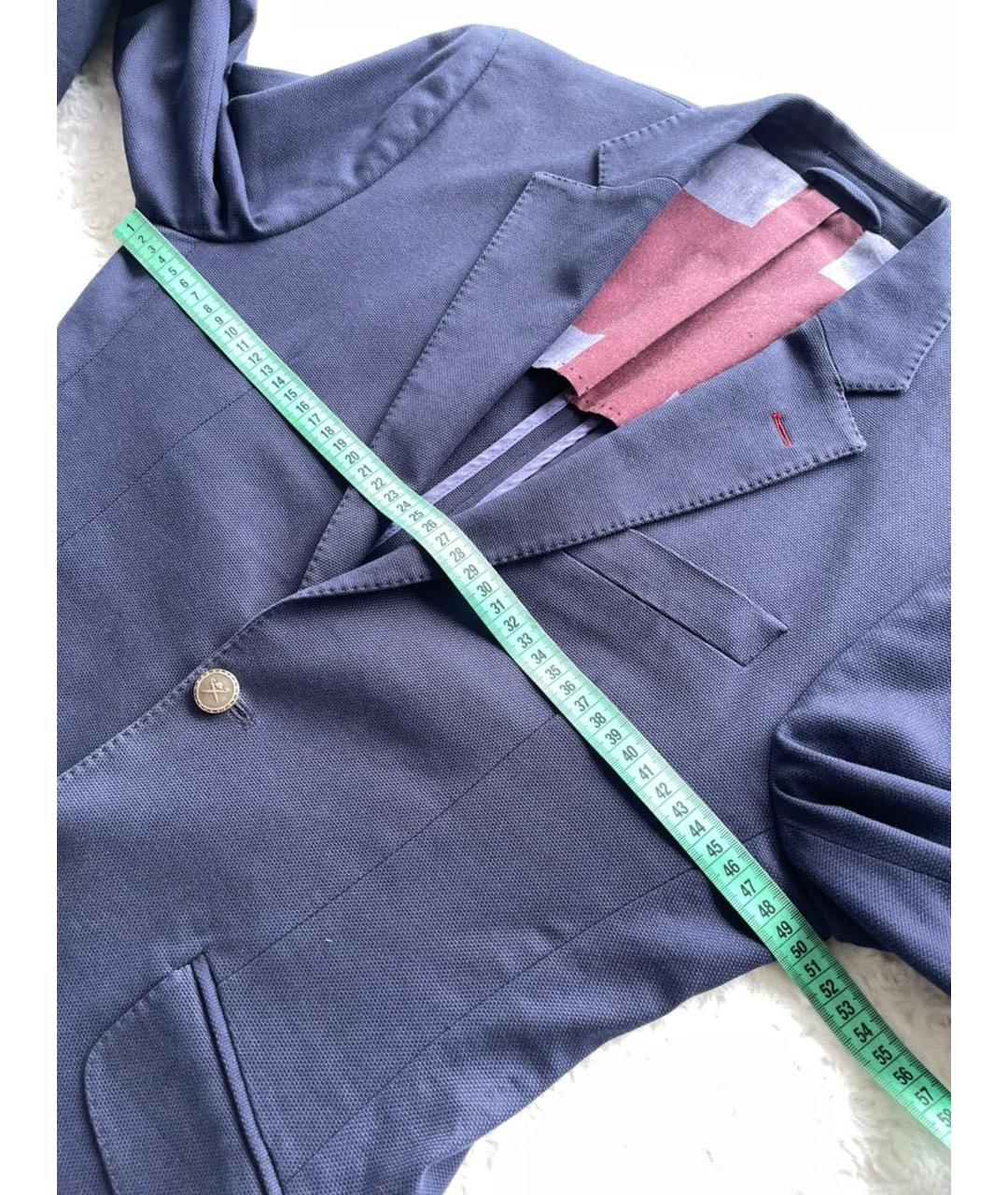 HACKETT Синий хлопко-эластановый пиджак, фото 6