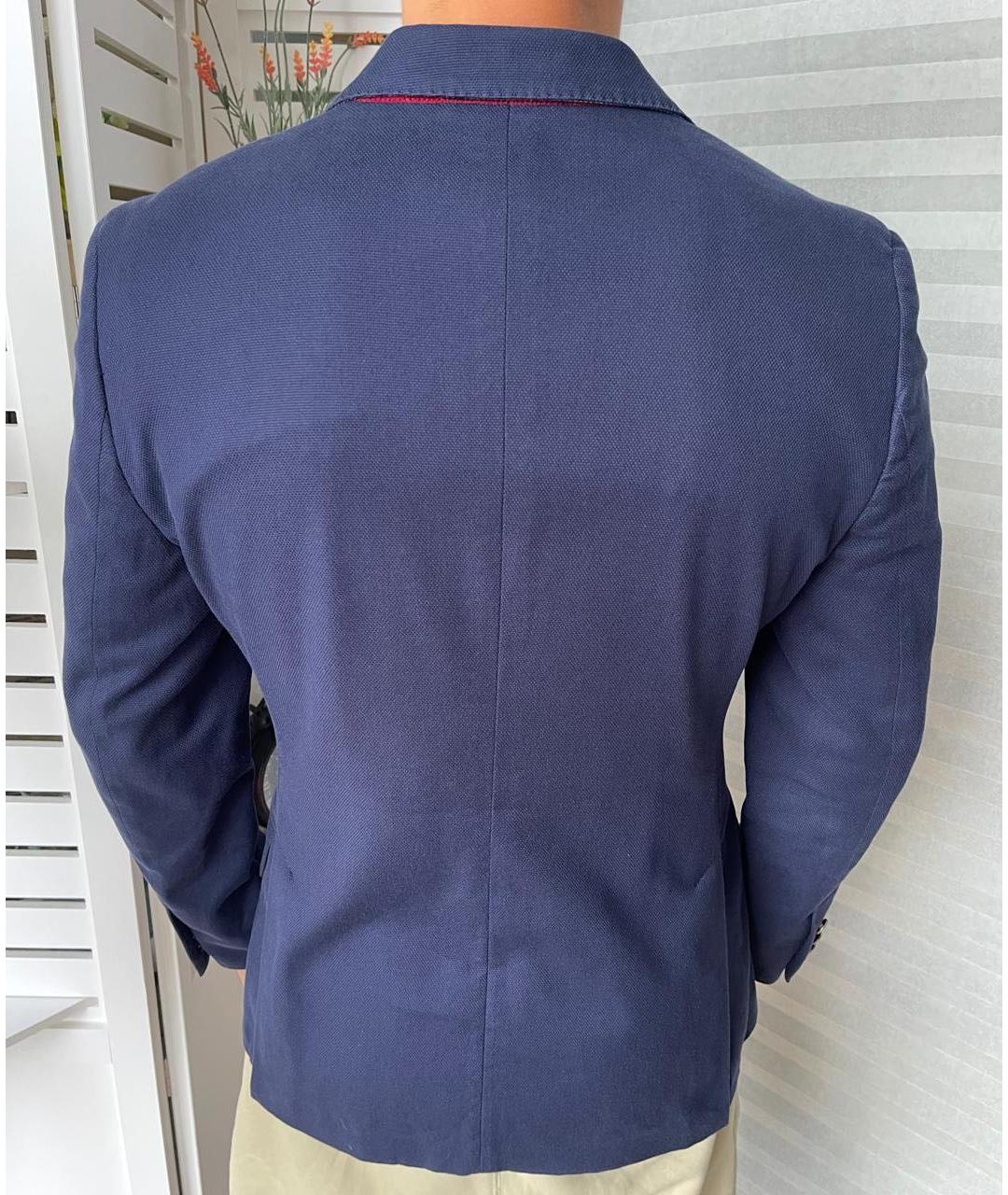 HACKETT Синий хлопко-эластановый пиджак, фото 2
