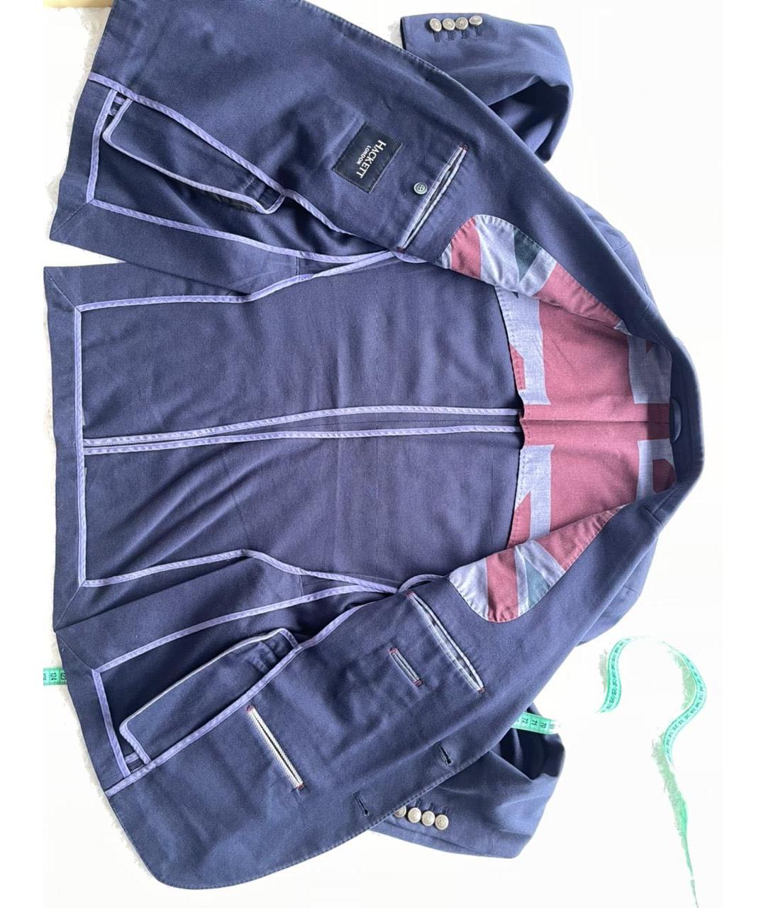 HACKETT Синий хлопко-эластановый пиджак, фото 3