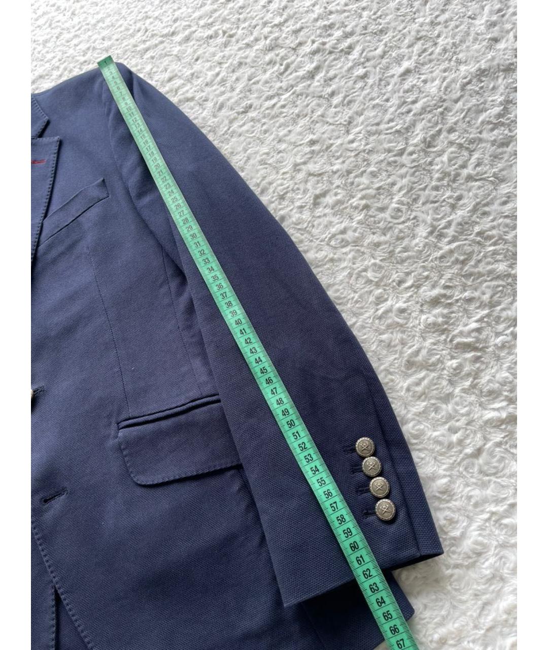 HACKETT Синий хлопко-эластановый пиджак, фото 5
