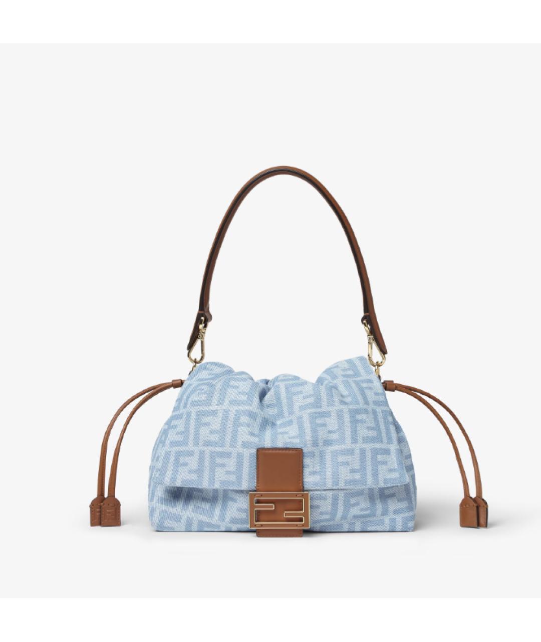 FENDI Голубая деним сумка через плечо, фото 6