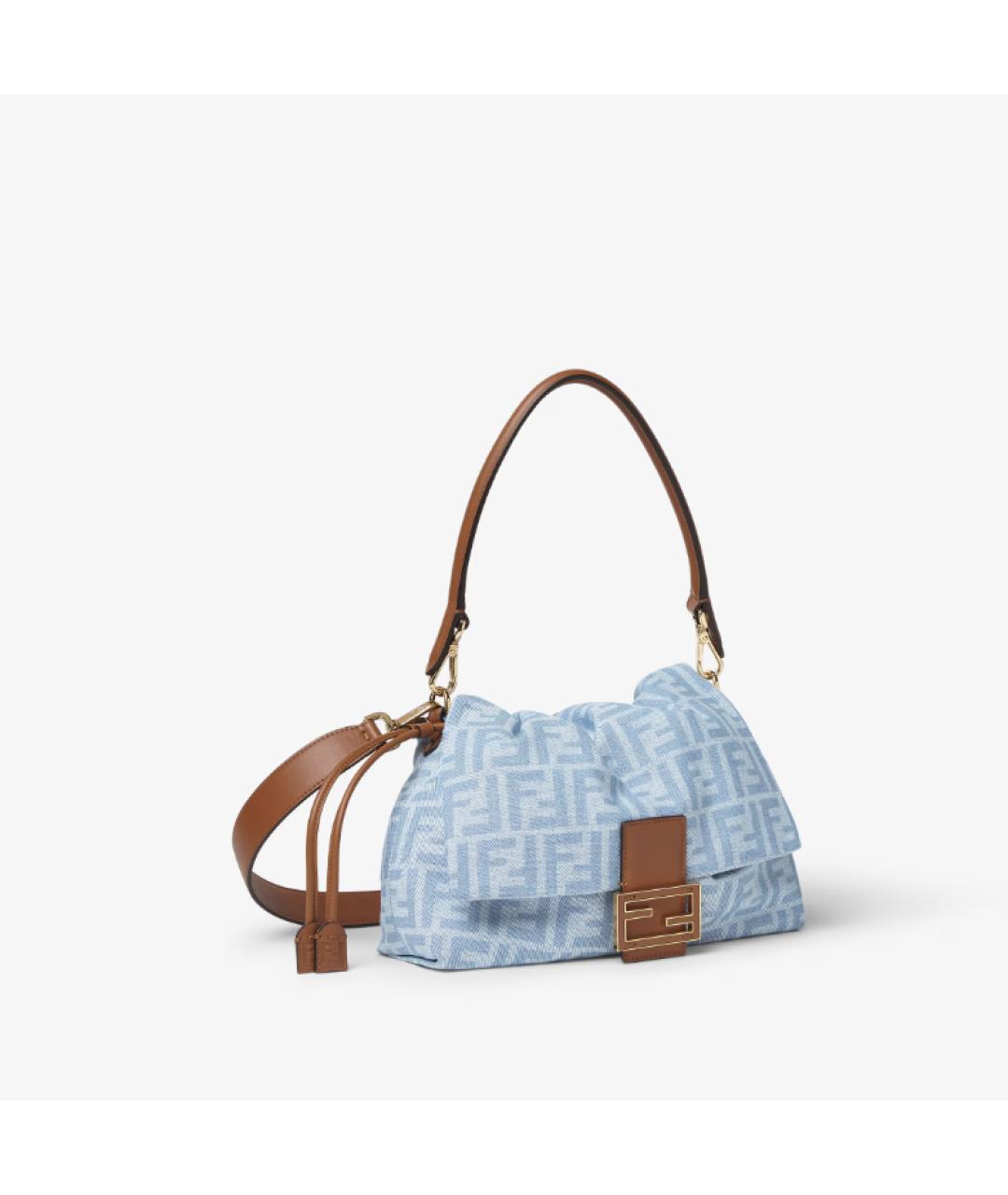 FENDI Голубая деним сумка через плечо, фото 2