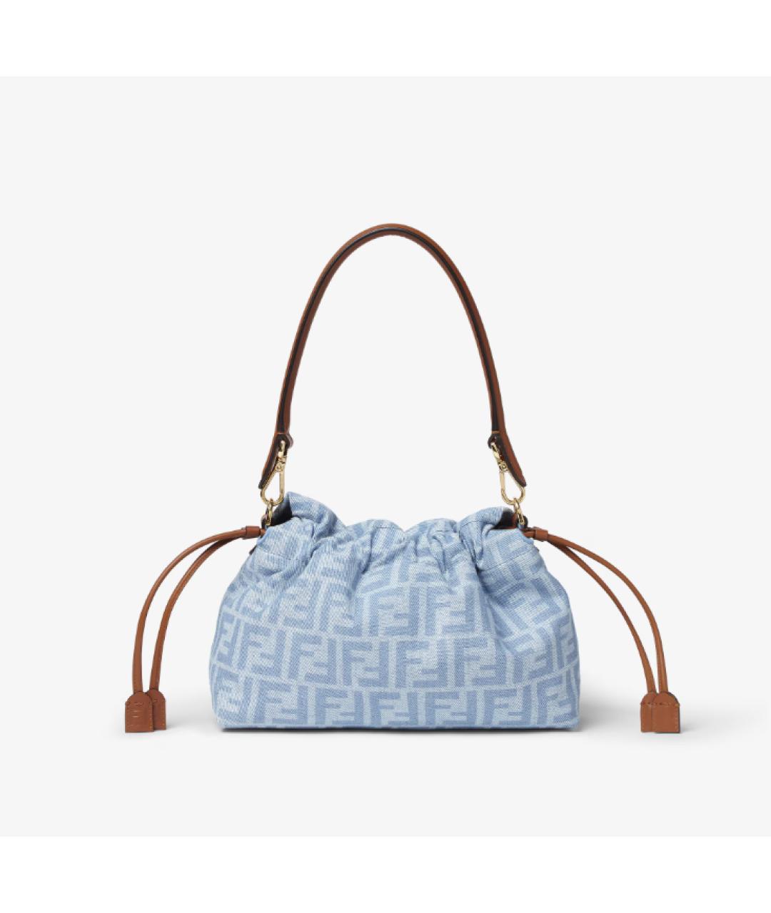 FENDI Голубая деним сумка через плечо, фото 3