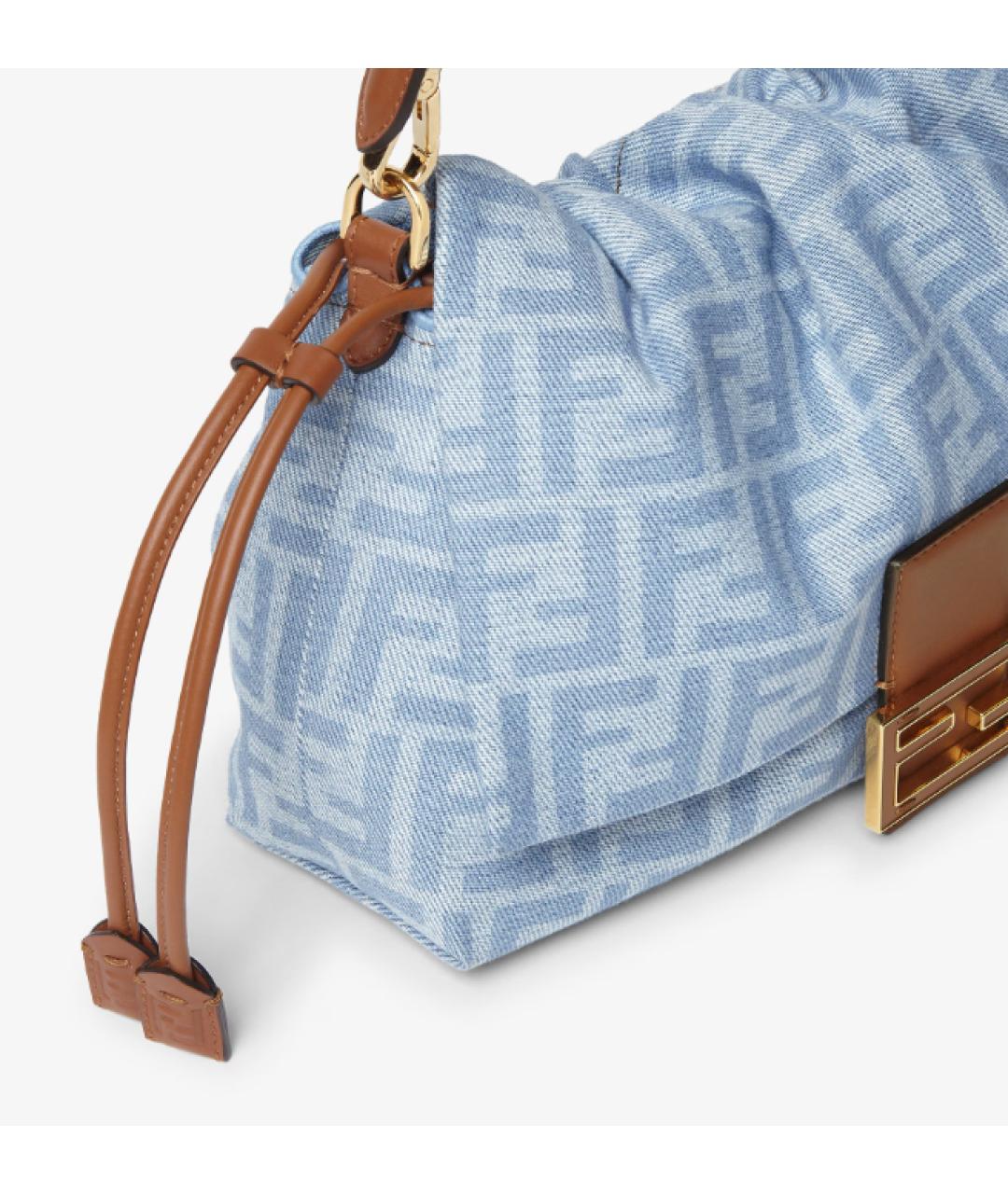 FENDI Голубая деним сумка через плечо, фото 5