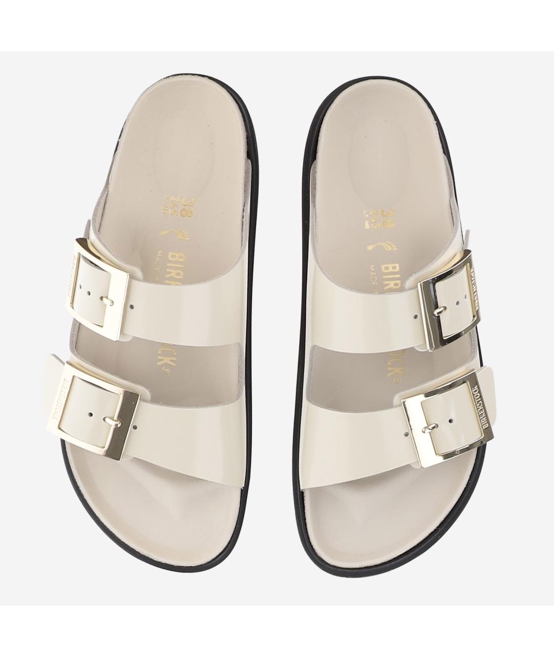 BIRKENSTOCK Бежевые кожаные шлепанцы, фото 2