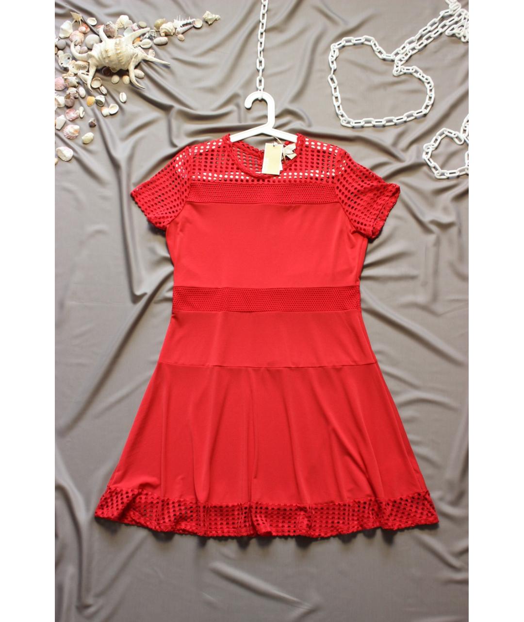 MICHAEL KORS Красное полиэстеровое повседневное платье, фото 6