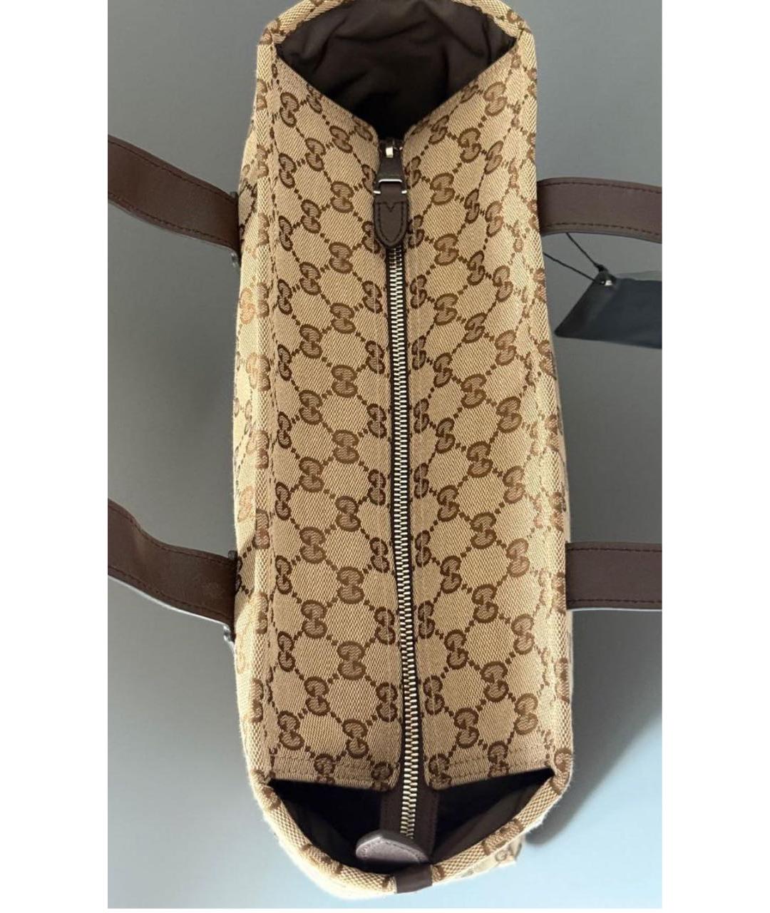 GUCCI Бежевая сумка тоут из канвы, фото 5
