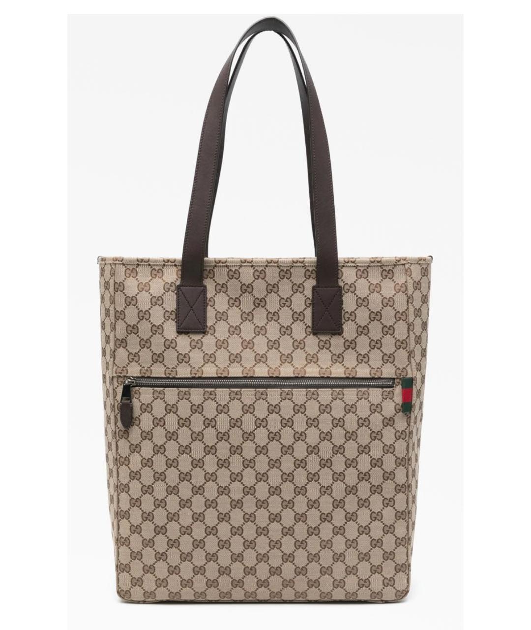 GUCCI Бежевая сумка тоут из канвы, фото 9