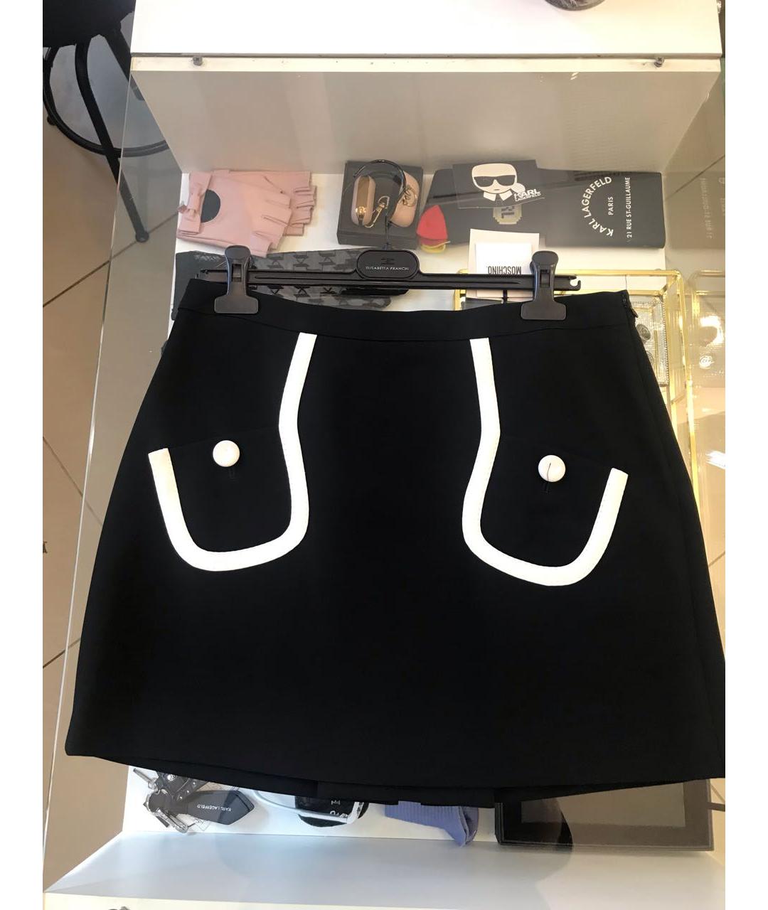 MOSCHINO Черная полиэстеровая юбка мини, фото 6