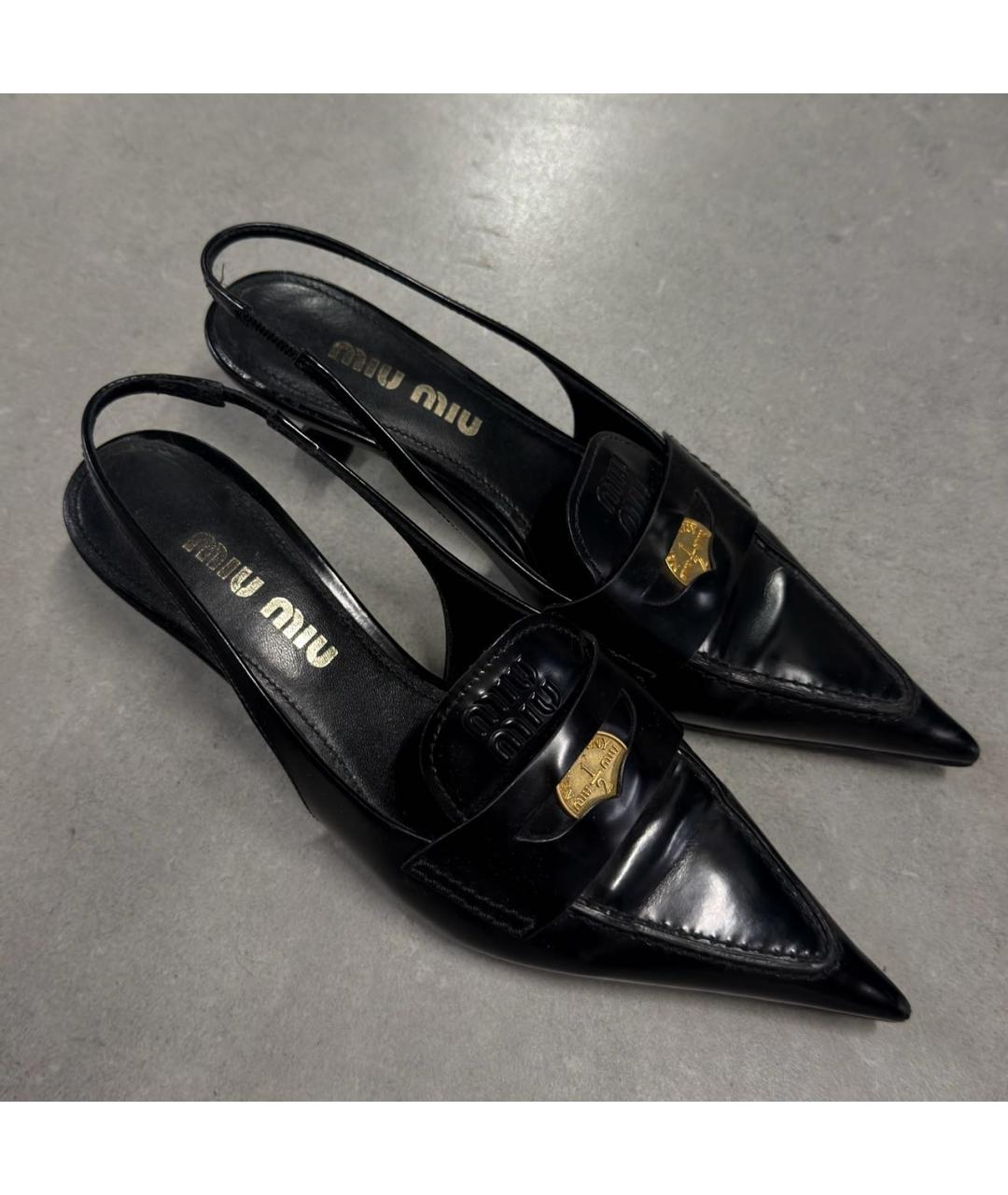 MIU MIU Черные кожаные туфли, фото 2