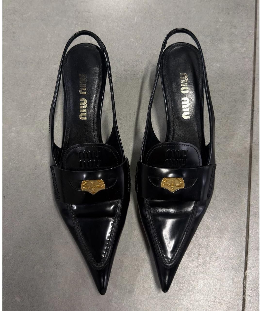 MIU MIU Черные кожаные туфли, фото 3