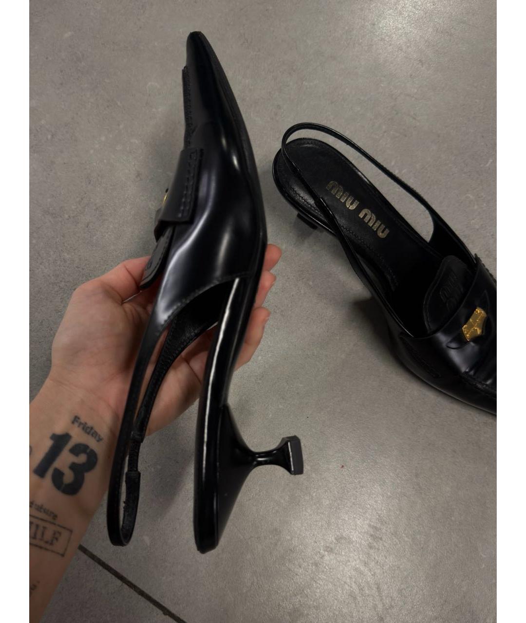 MIU MIU Черные кожаные туфли, фото 9