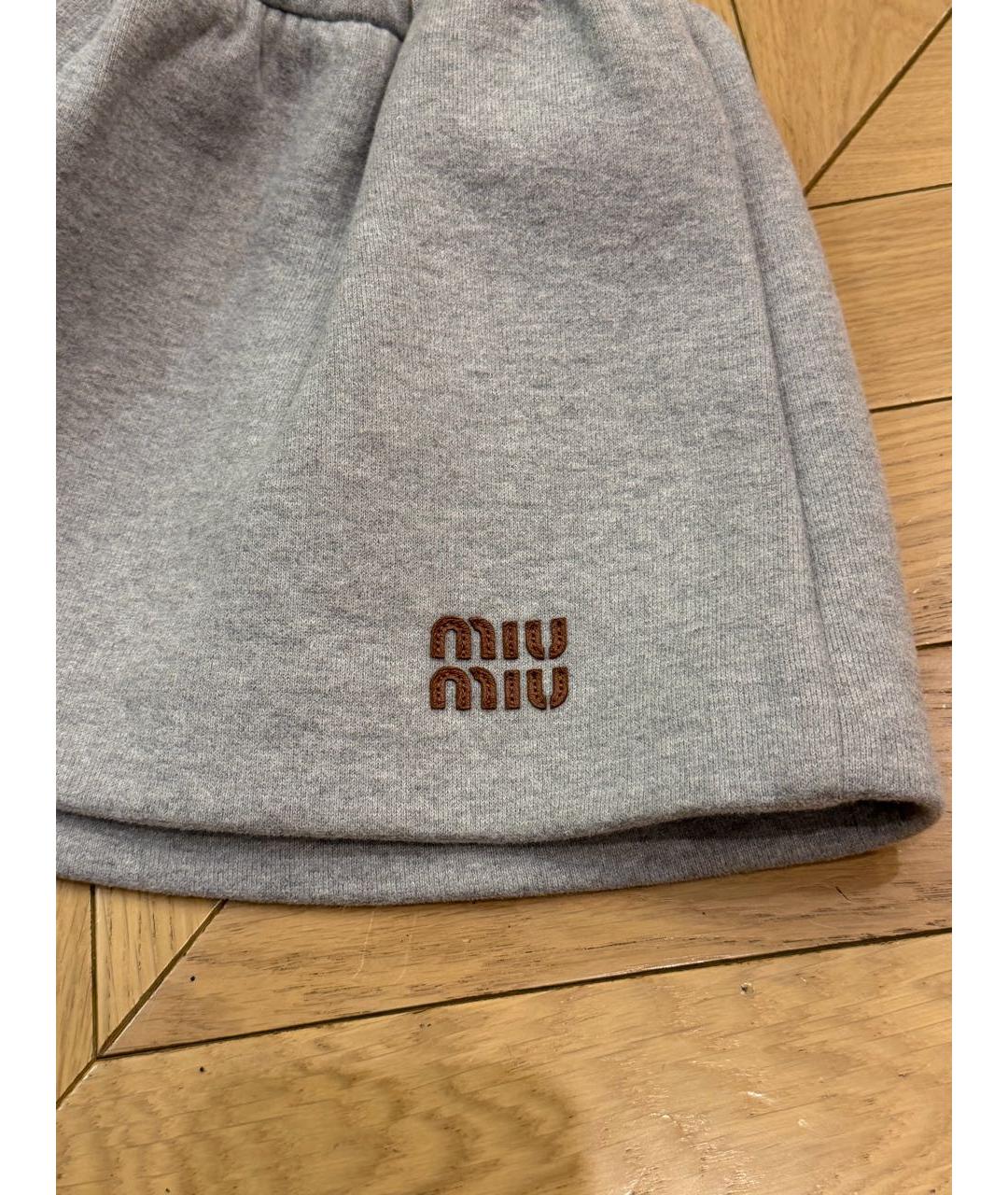 MIU MIU Серая юбка мини, фото 3
