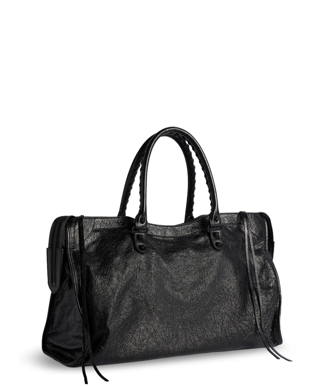 BALENCIAGA Черная кожаная сумка тоут, фото 3