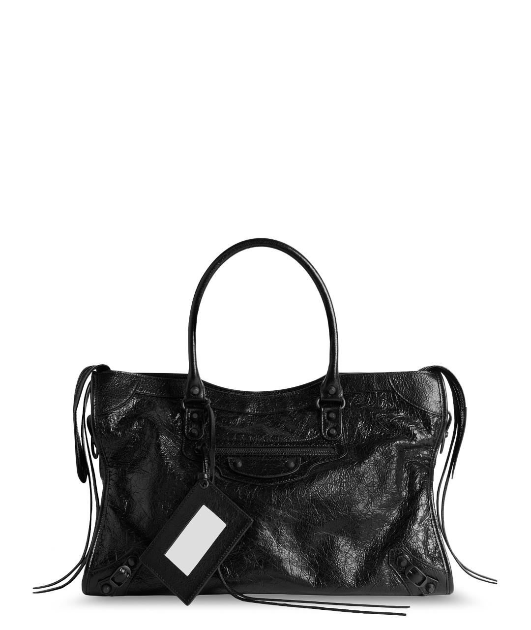 BALENCIAGA Черная кожаная сумка тоут, фото 2