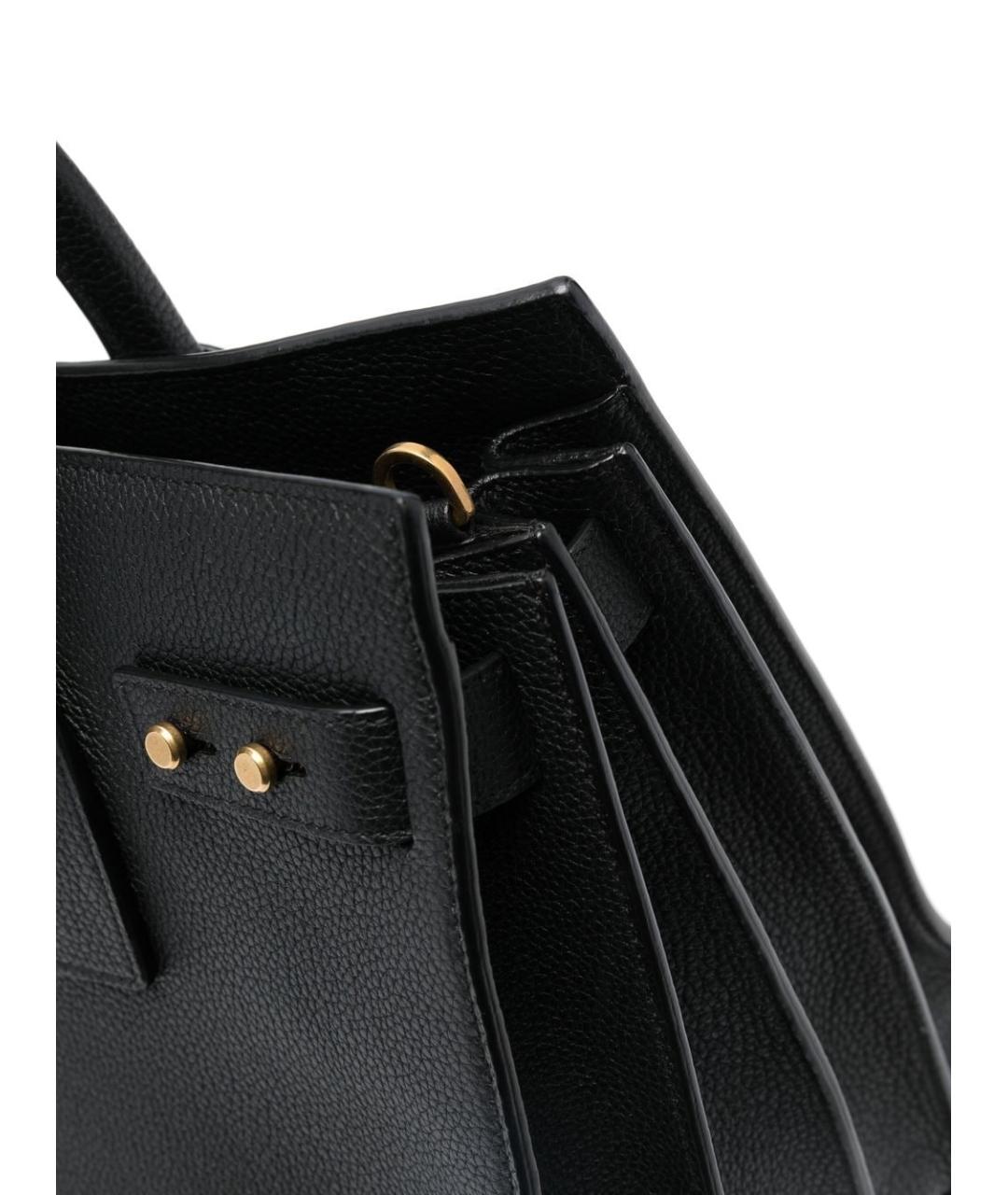 SAINT LAURENT Черная кожаная сумка тоут, фото 5