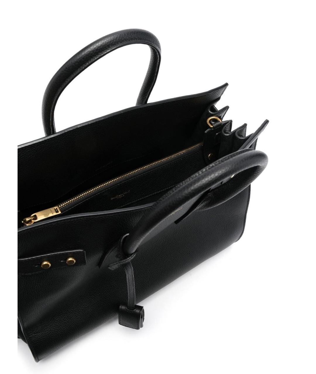 SAINT LAURENT Черная кожаная сумка тоут, фото 3
