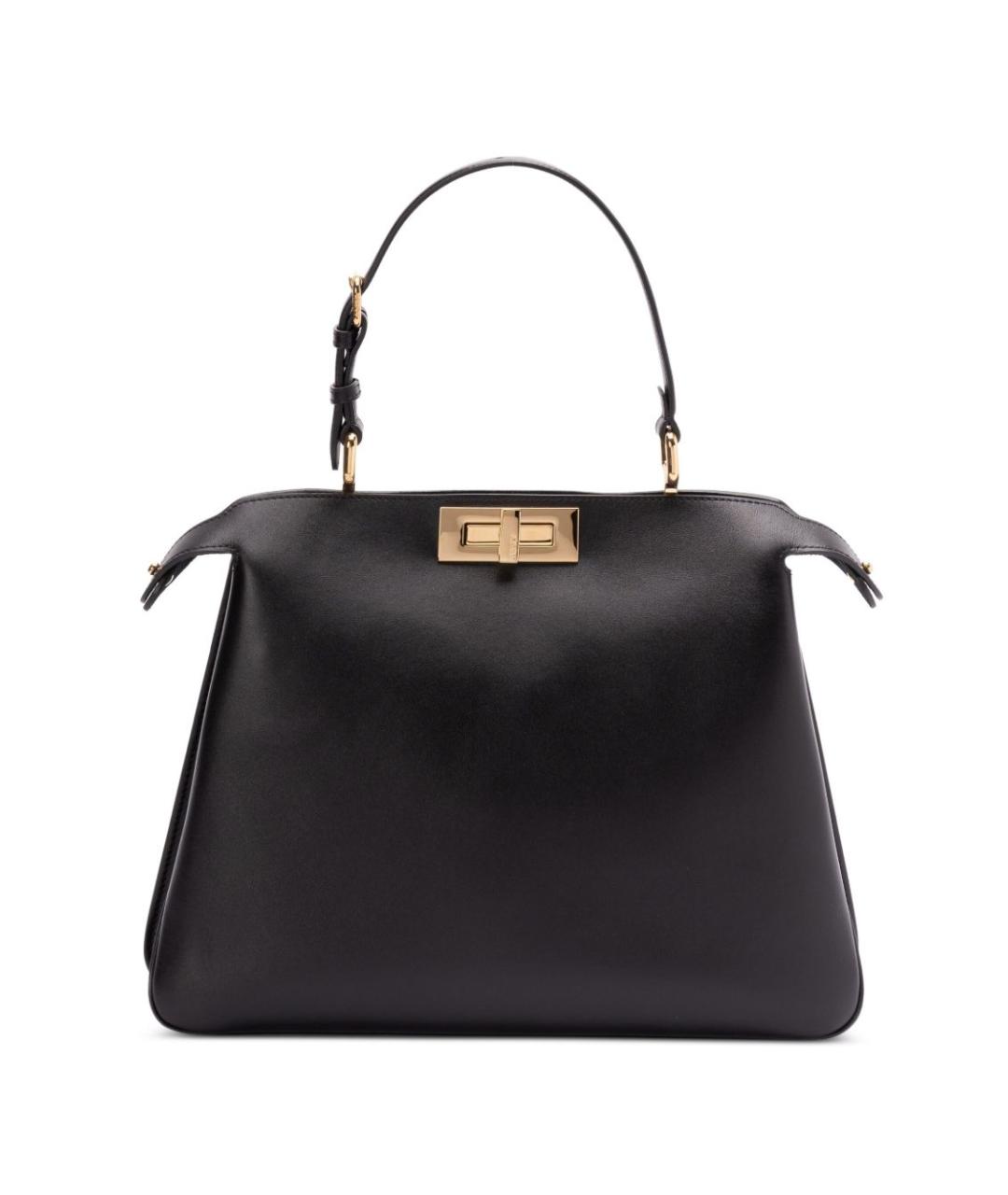 FENDI Черная кожаная сумка тоут, фото 1