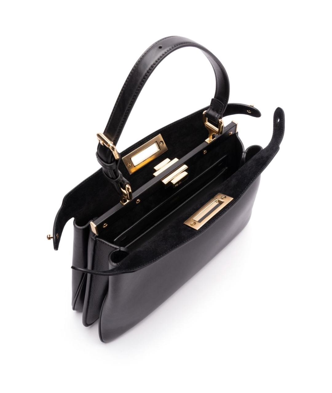 FENDI Черная кожаная сумка тоут, фото 3