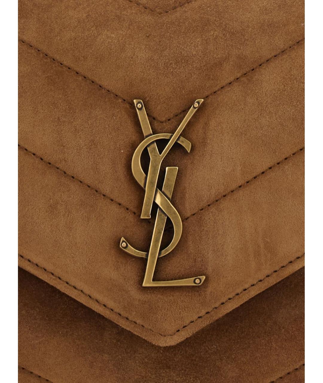 SAINT LAURENT Коричневая замшевая сумка через плечо, фото 3