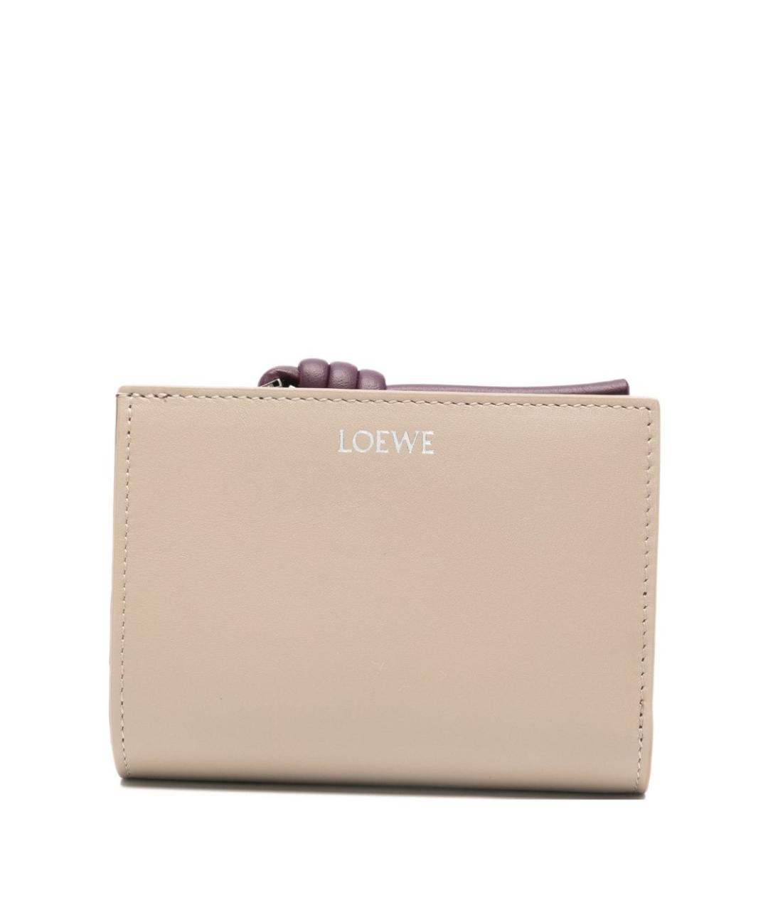 LOEWE Бежевый кожаный кошелек, фото 4