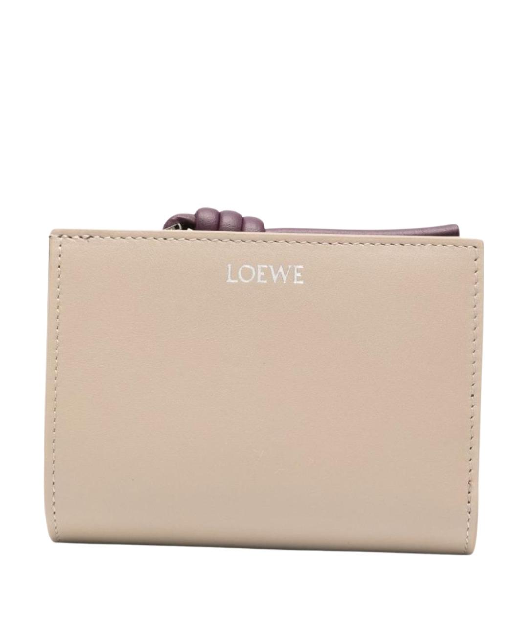 LOEWE Бежевый кожаный кошелек, фото 1