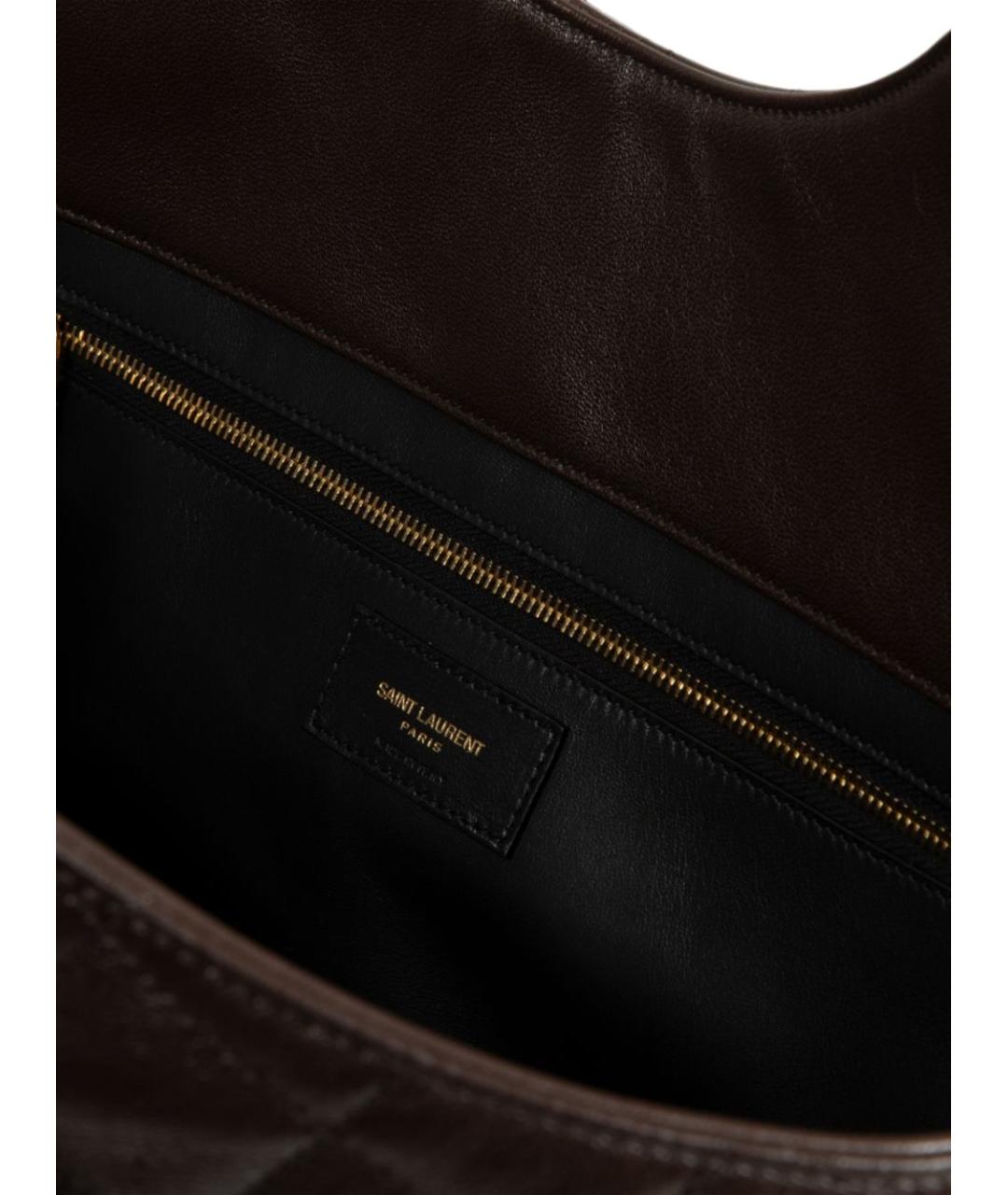 SAINT LAURENT Коричневая кожаная сумка тоут, фото 2