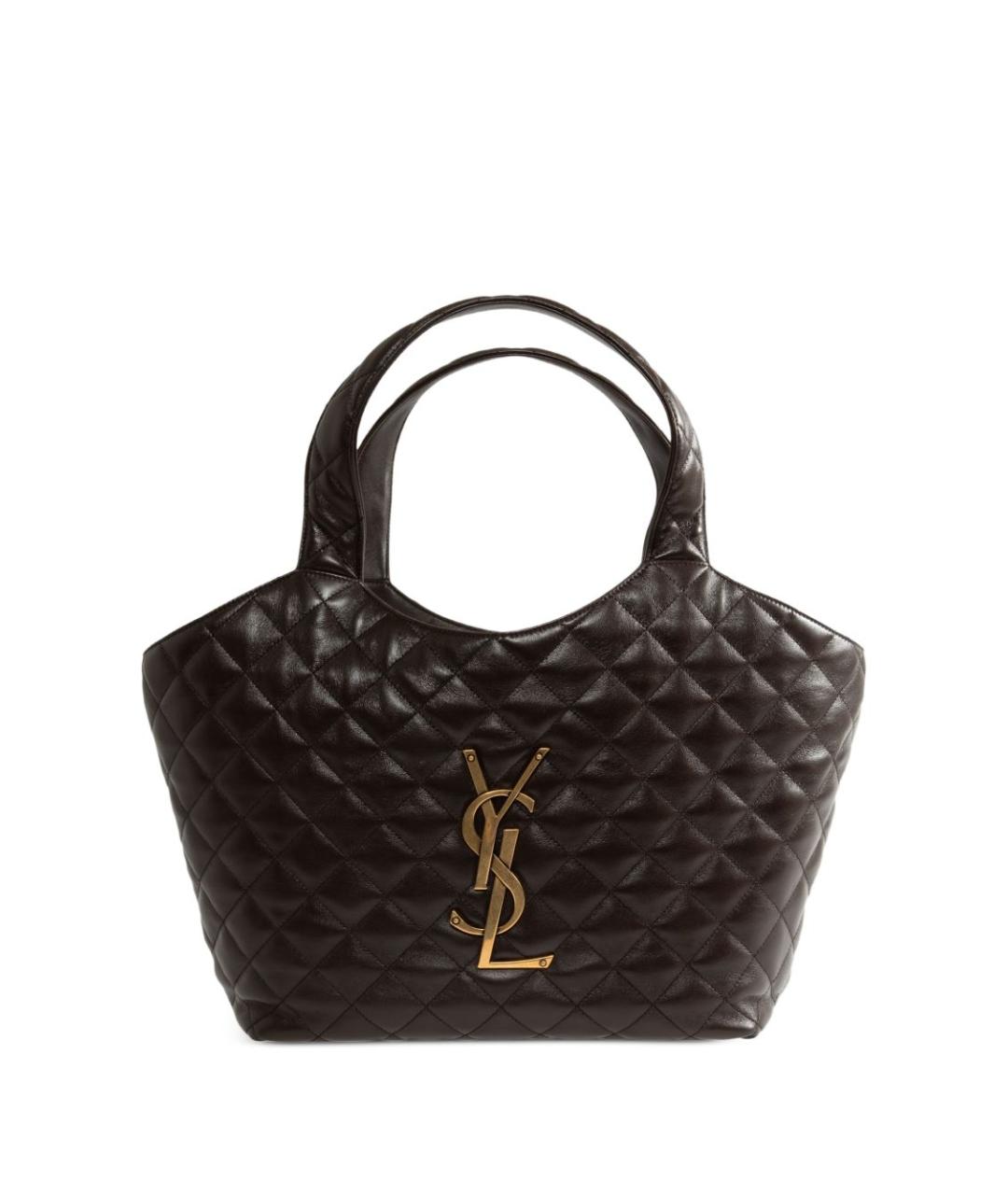 SAINT LAURENT Коричневая кожаная сумка тоут, фото 1
