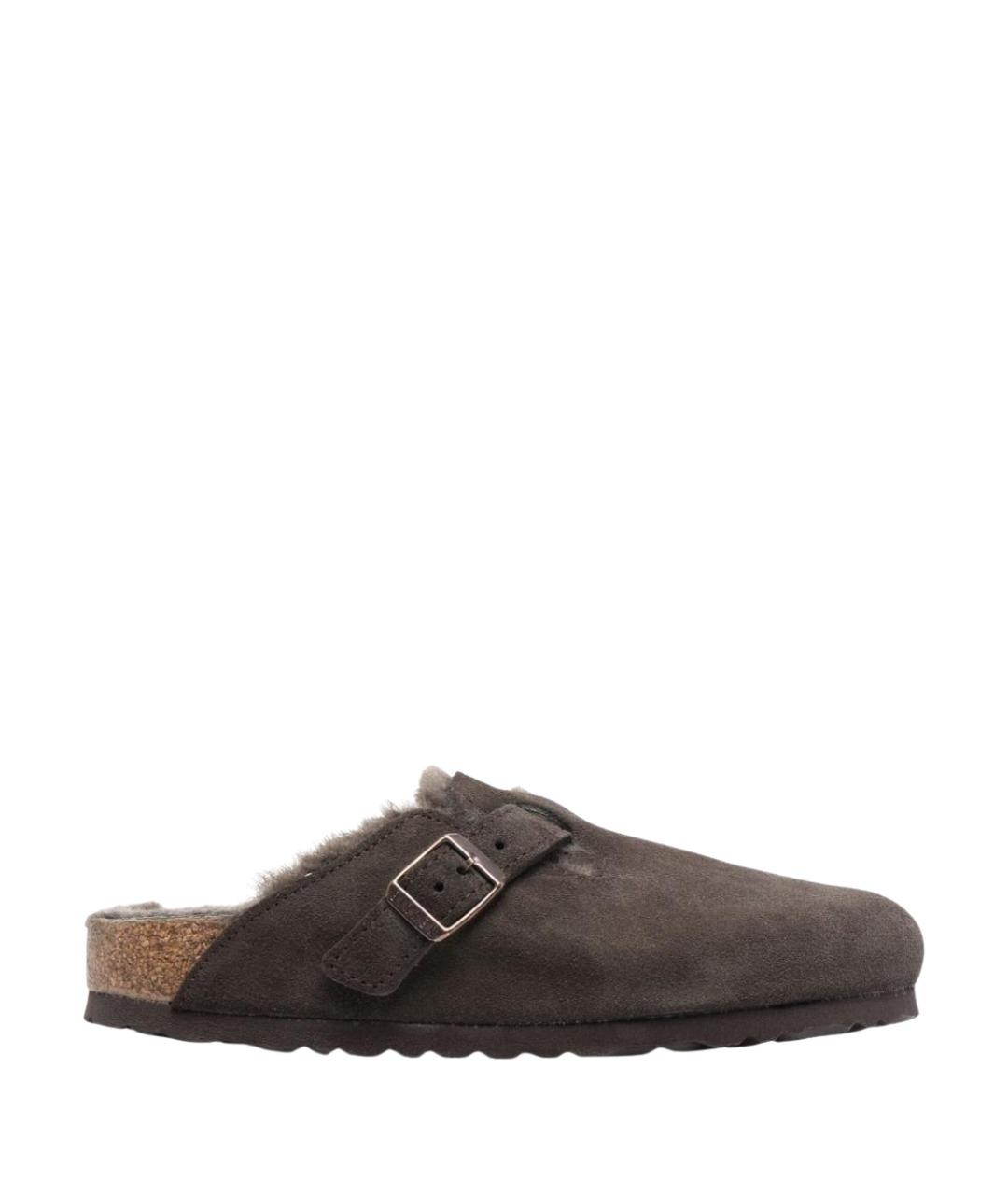 BIRKENSTOCK Коричневые замшевые сабо, фото 1