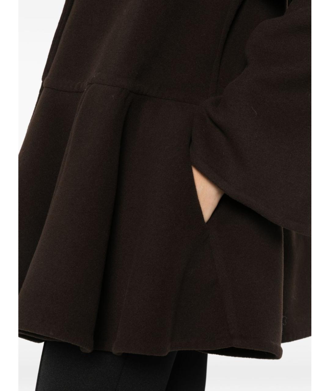LOEWE Коричневое шерстяное пальто, фото 4
