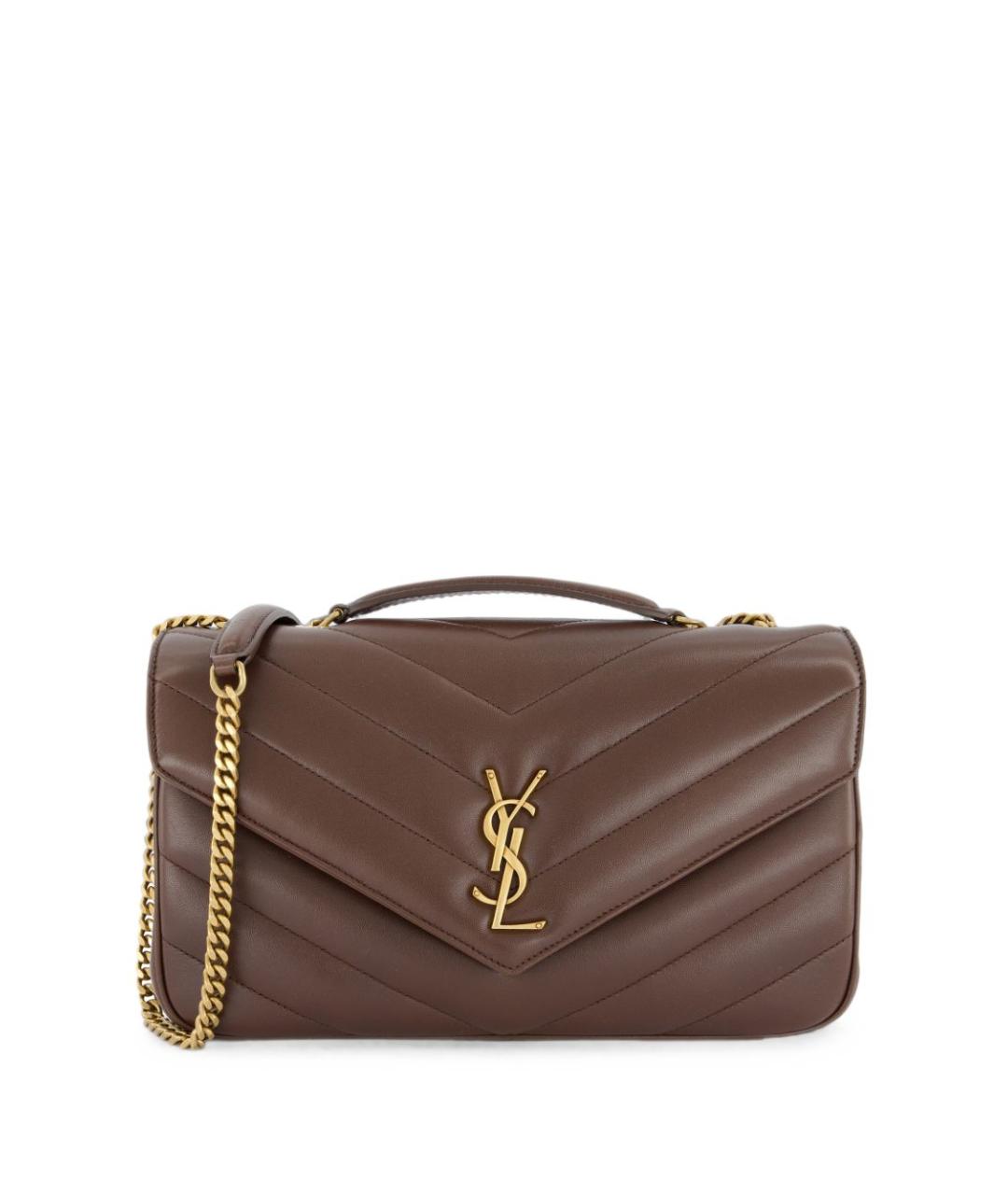 SAINT LAURENT Коричневая кожаная сумка через плечо, фото 1