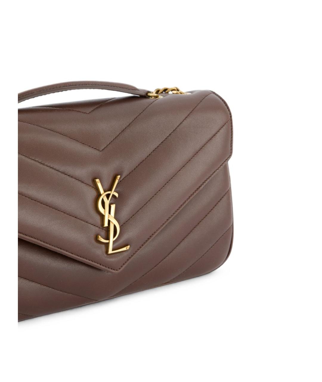 SAINT LAURENT Коричневая кожаная сумка через плечо, фото 3