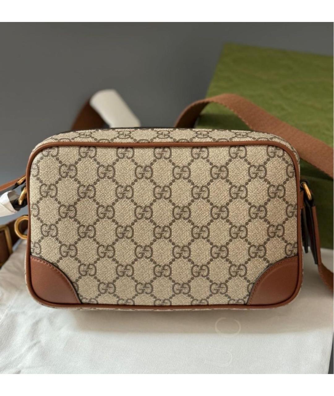 GUCCI Бежевая сумка через плечо из канвы, фото 2