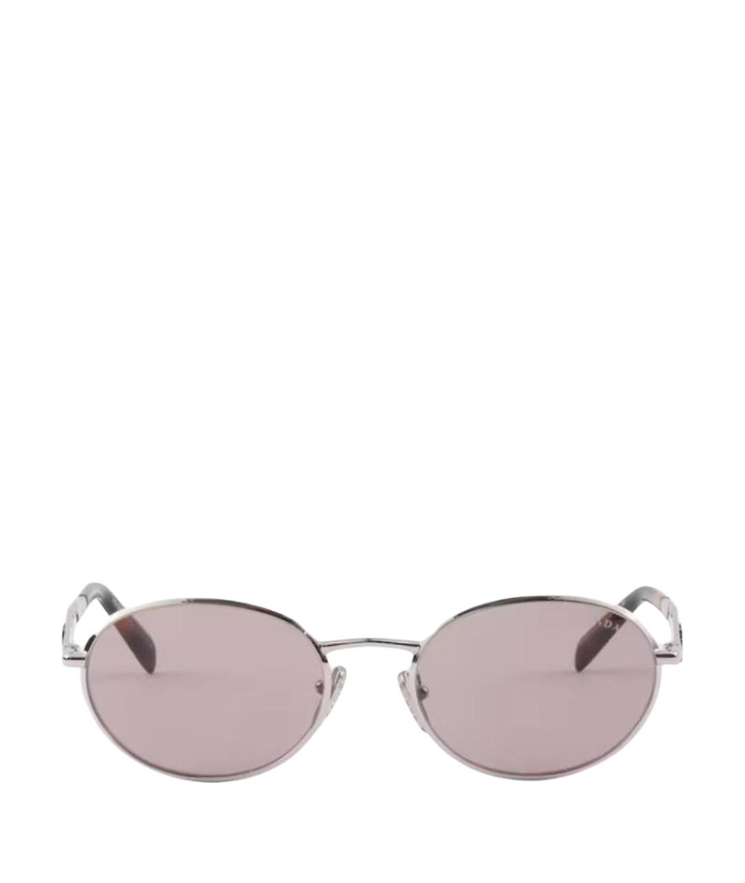 PRADA Серебряные металлические солнцезащитные очки, фото 1
