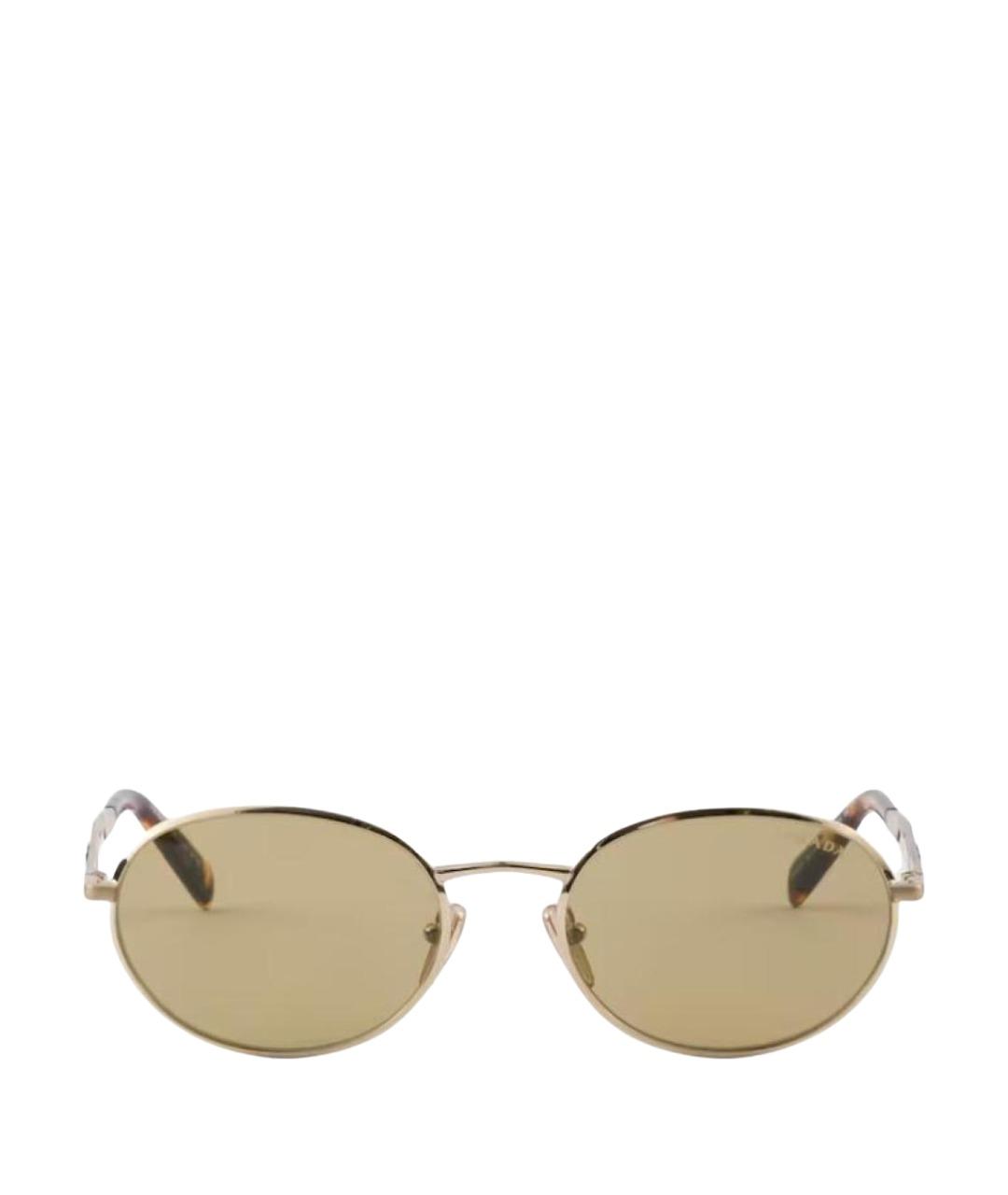 PRADA Золотые металлические солнцезащитные очки, фото 1