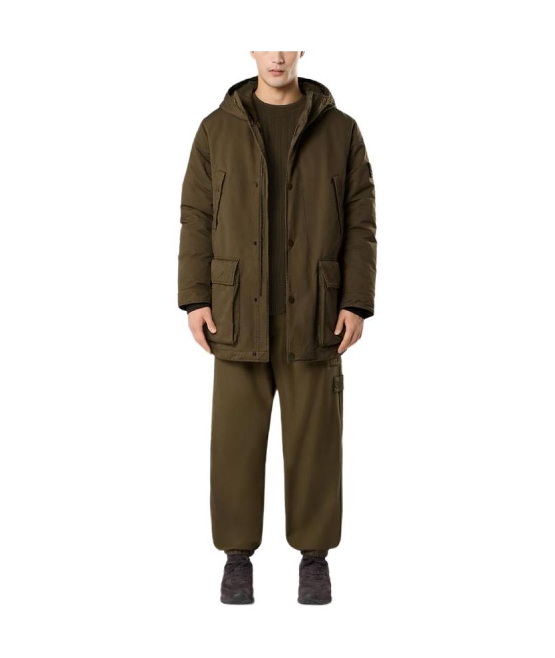 STONE ISLAND Зеленый пуховик, фото 3