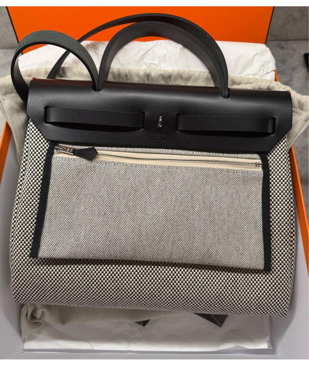 HERMES Серая сумка через плечо из канвы, фото 3