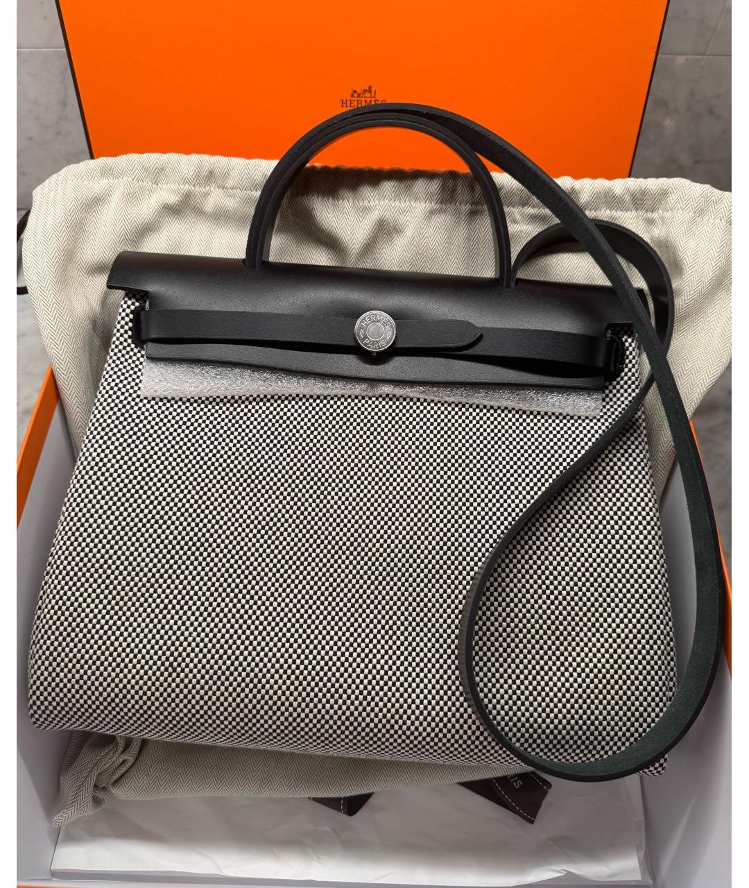 HERMES Серая сумка через плечо из канвы, фото 2