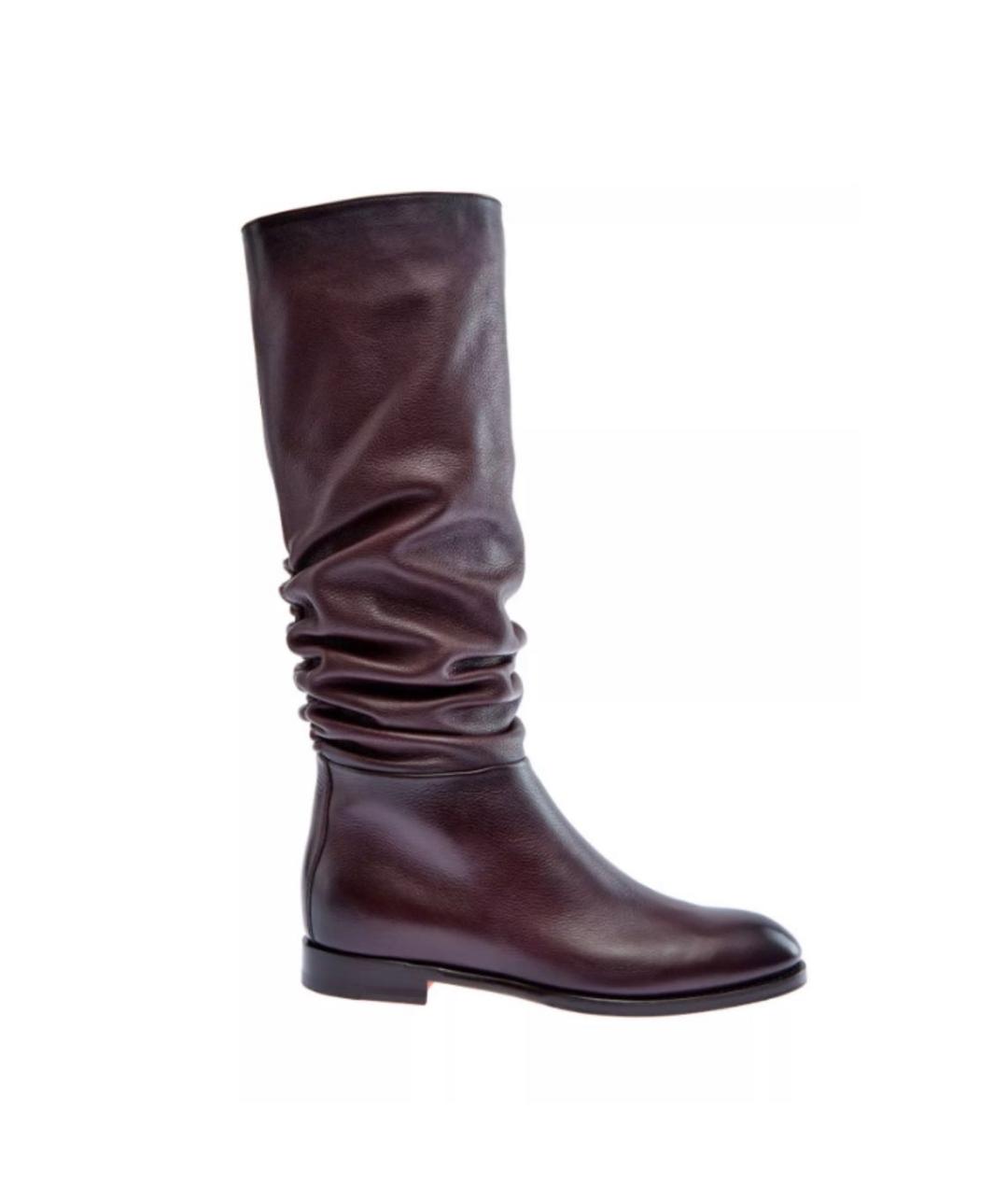SANTONI Бордовые кожаные сапоги, фото 1
