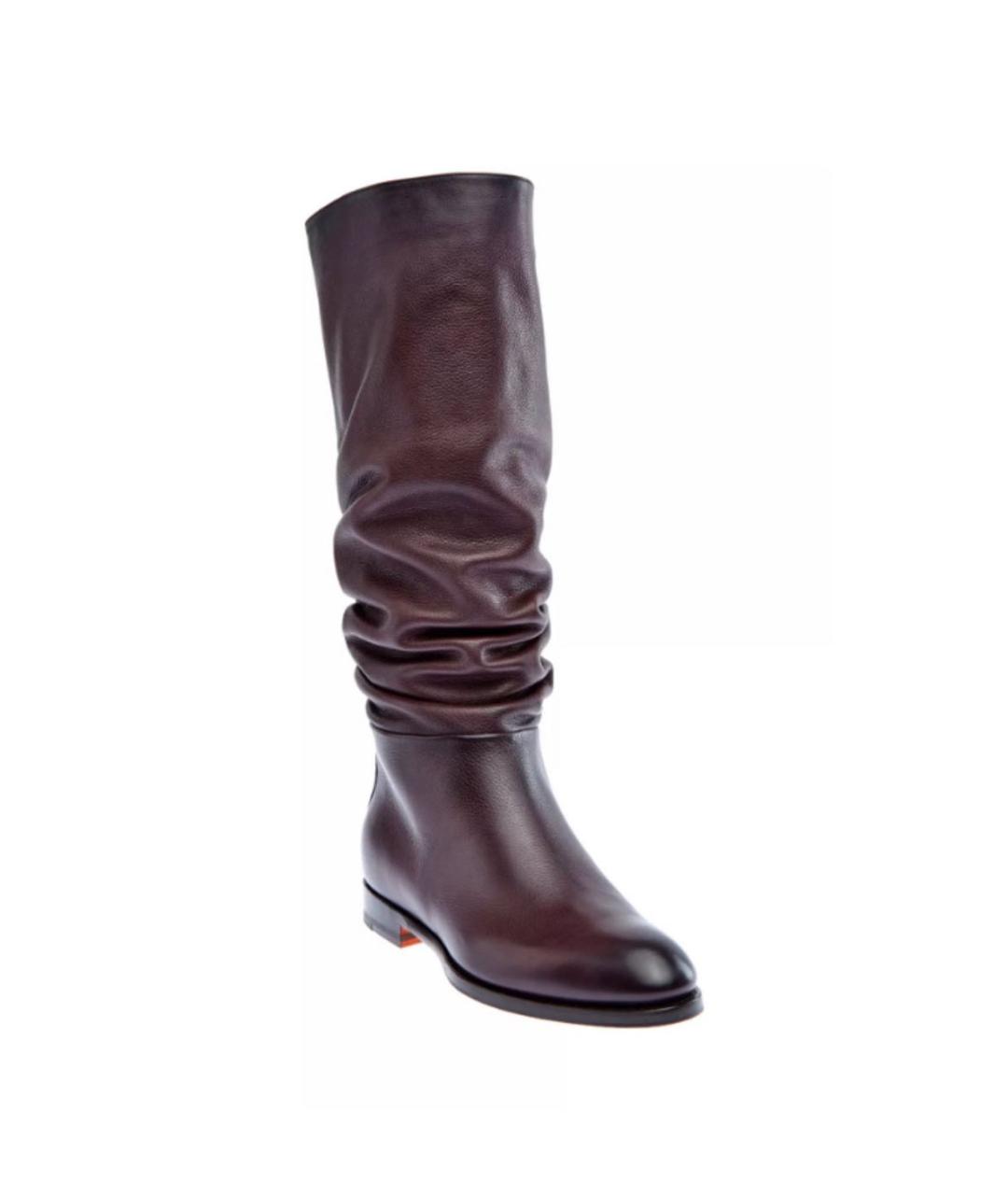 SANTONI Бордовые кожаные сапоги, фото 3
