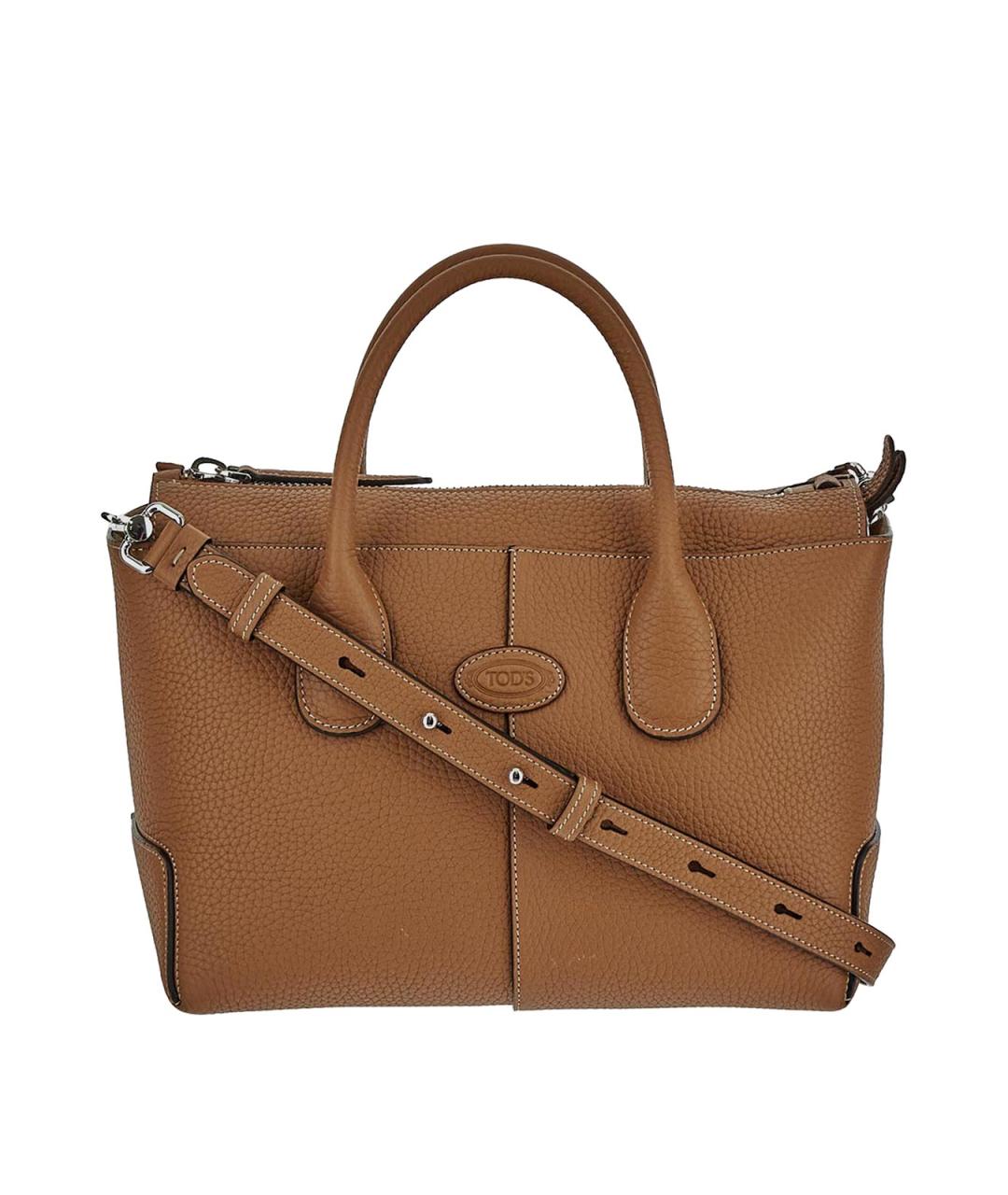 TOD'S Коричневая кожаная сумка тоут, фото 1