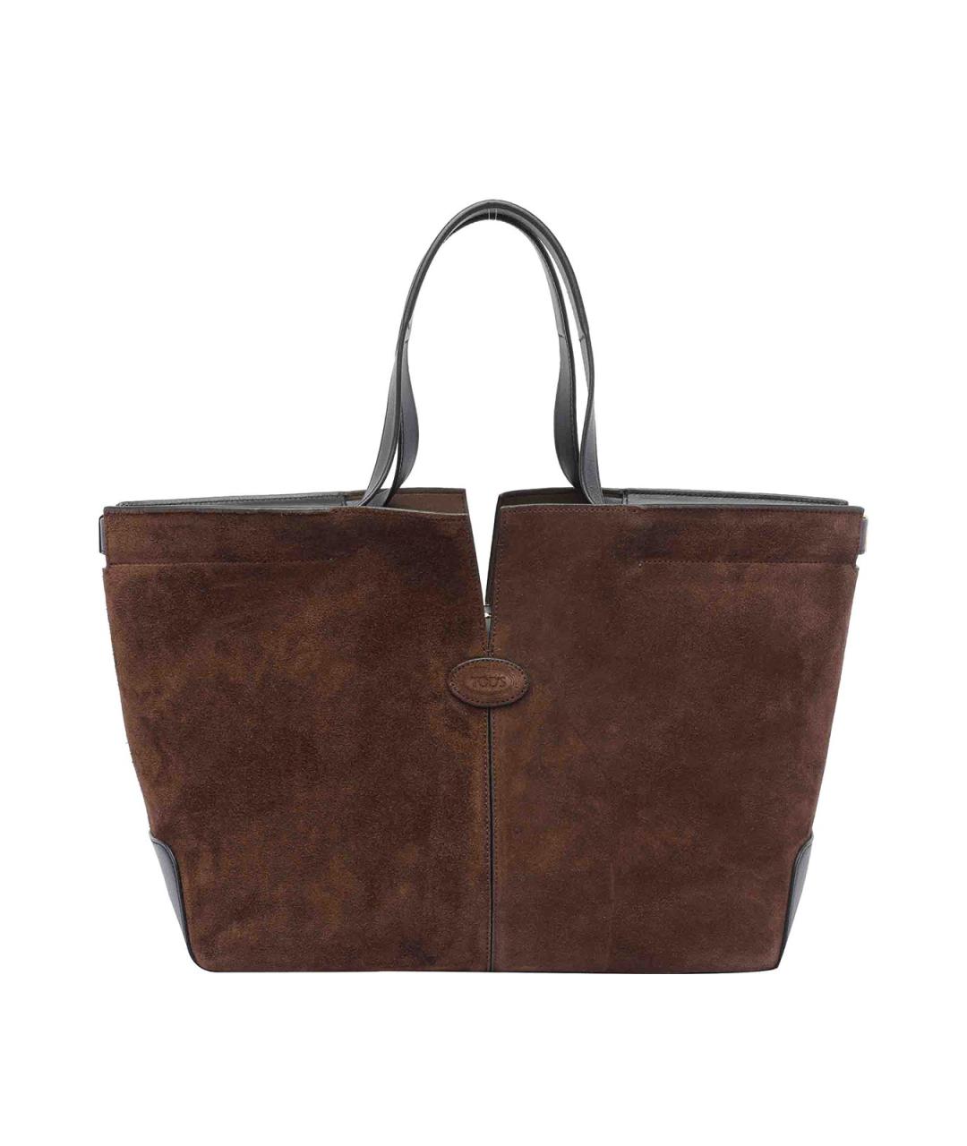 TOD'S Коричневая замшевая сумка тоут, фото 1