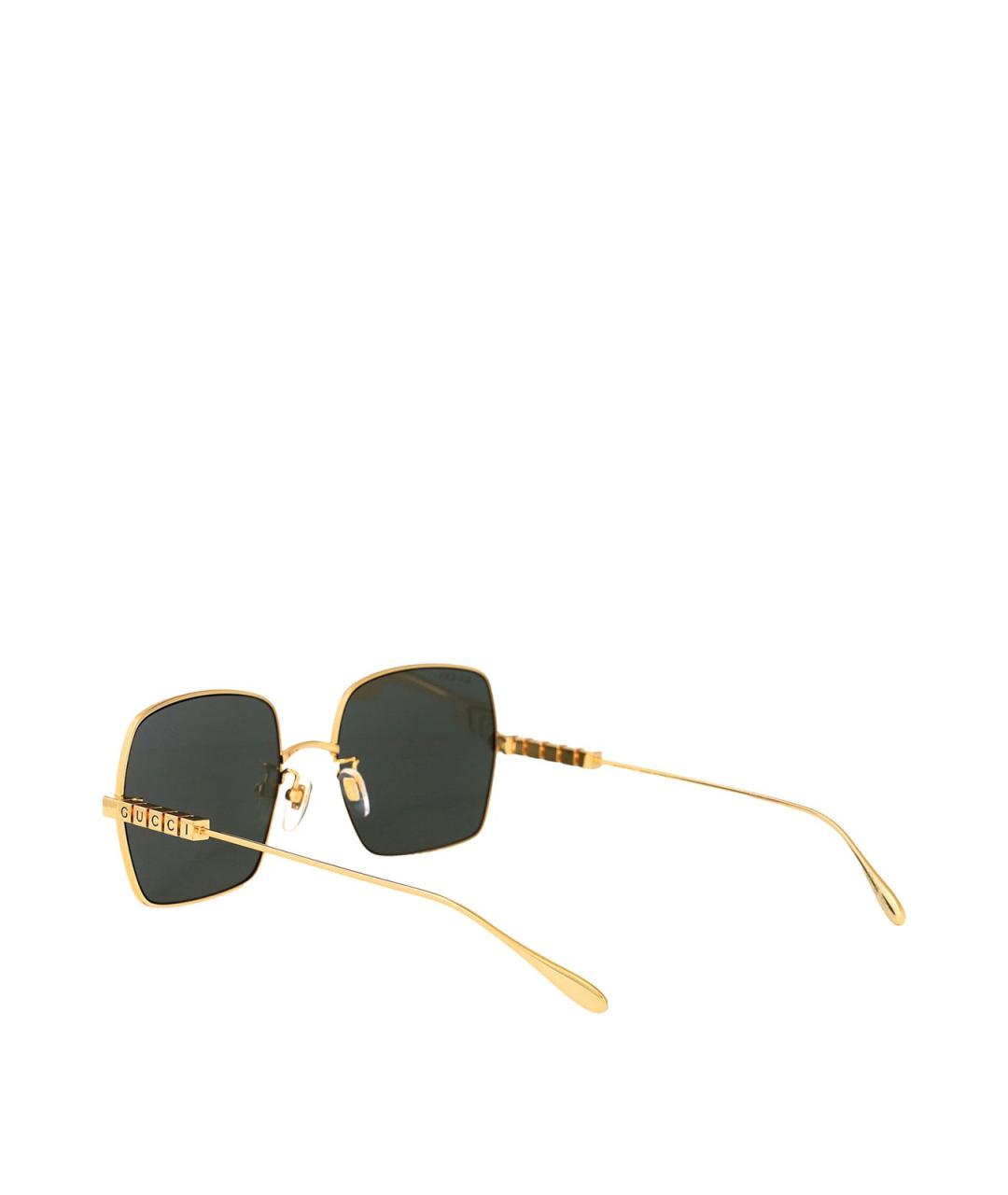 GUCCI Золотые металлические солнцезащитные очки, фото 4