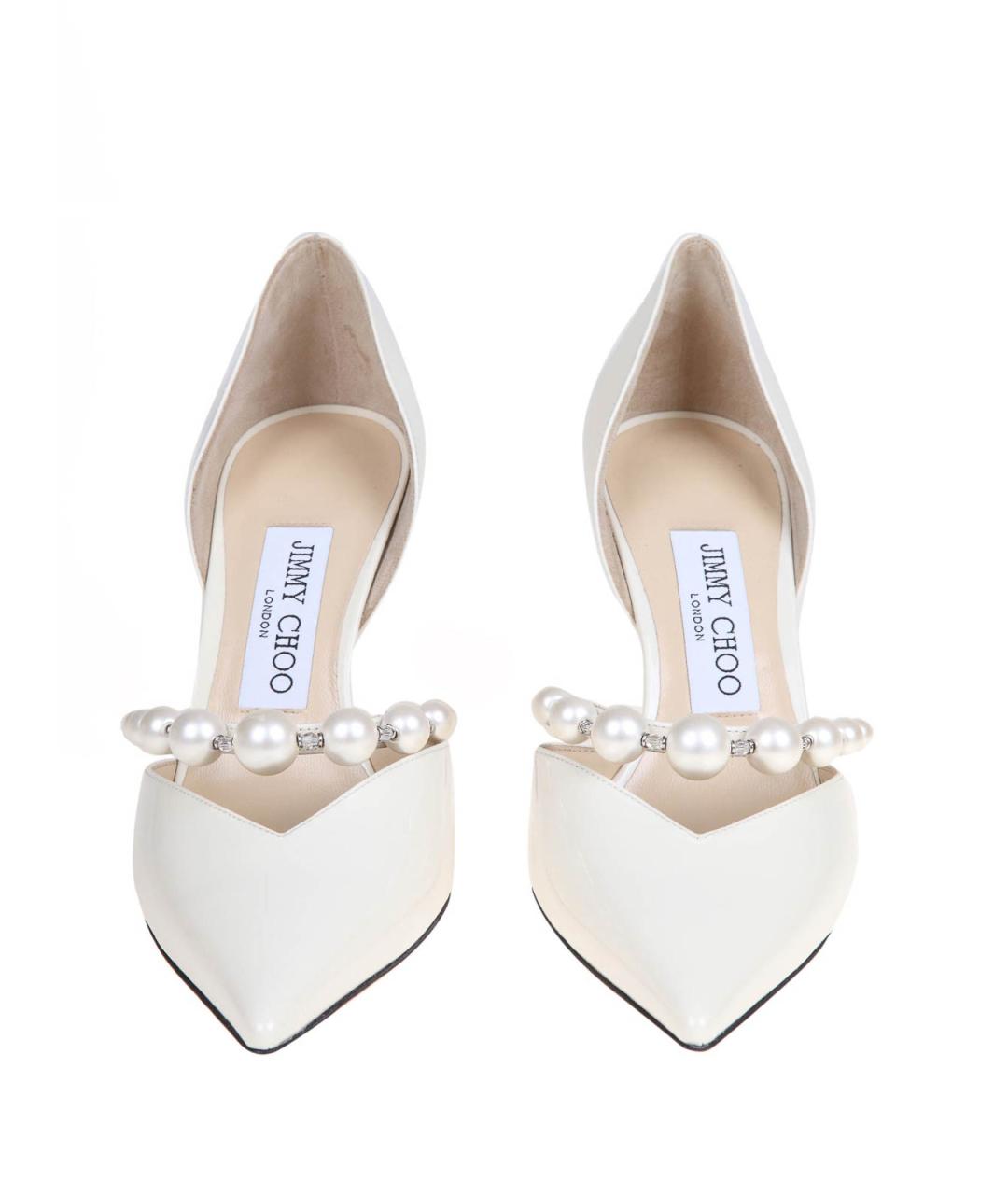 JIMMY CHOO Белые туфли из лакированной кожи, фото 3
