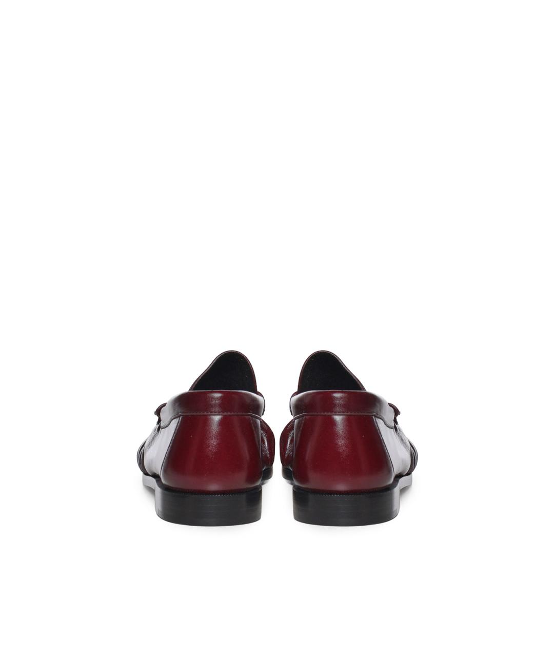 SAINT LAURENT Бордовые кожаные лоферы, фото 3