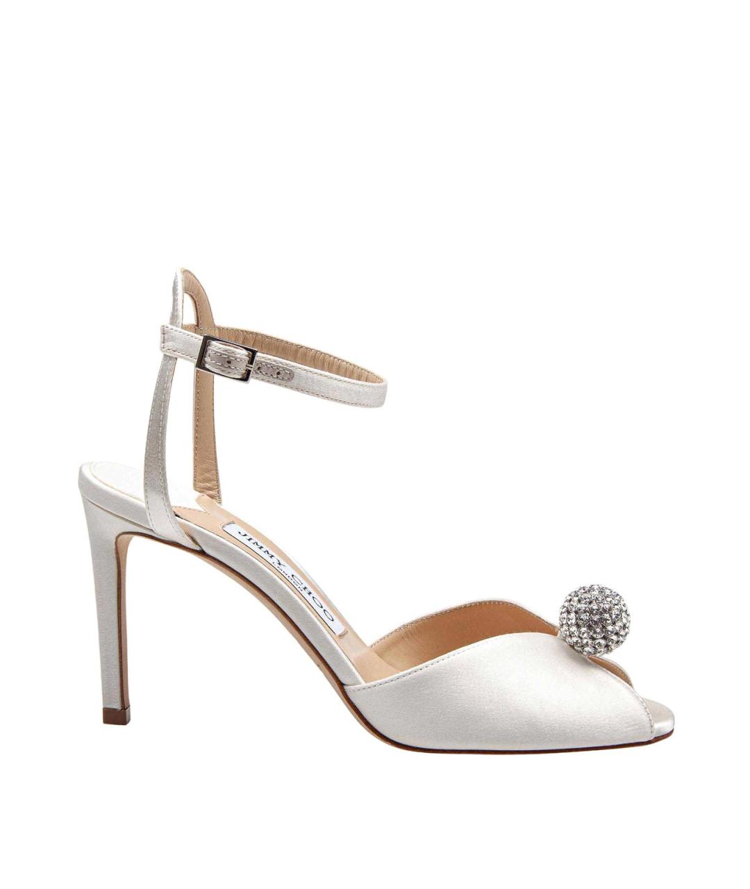 JIMMY CHOO Белые текстильные босоножки, фото 5