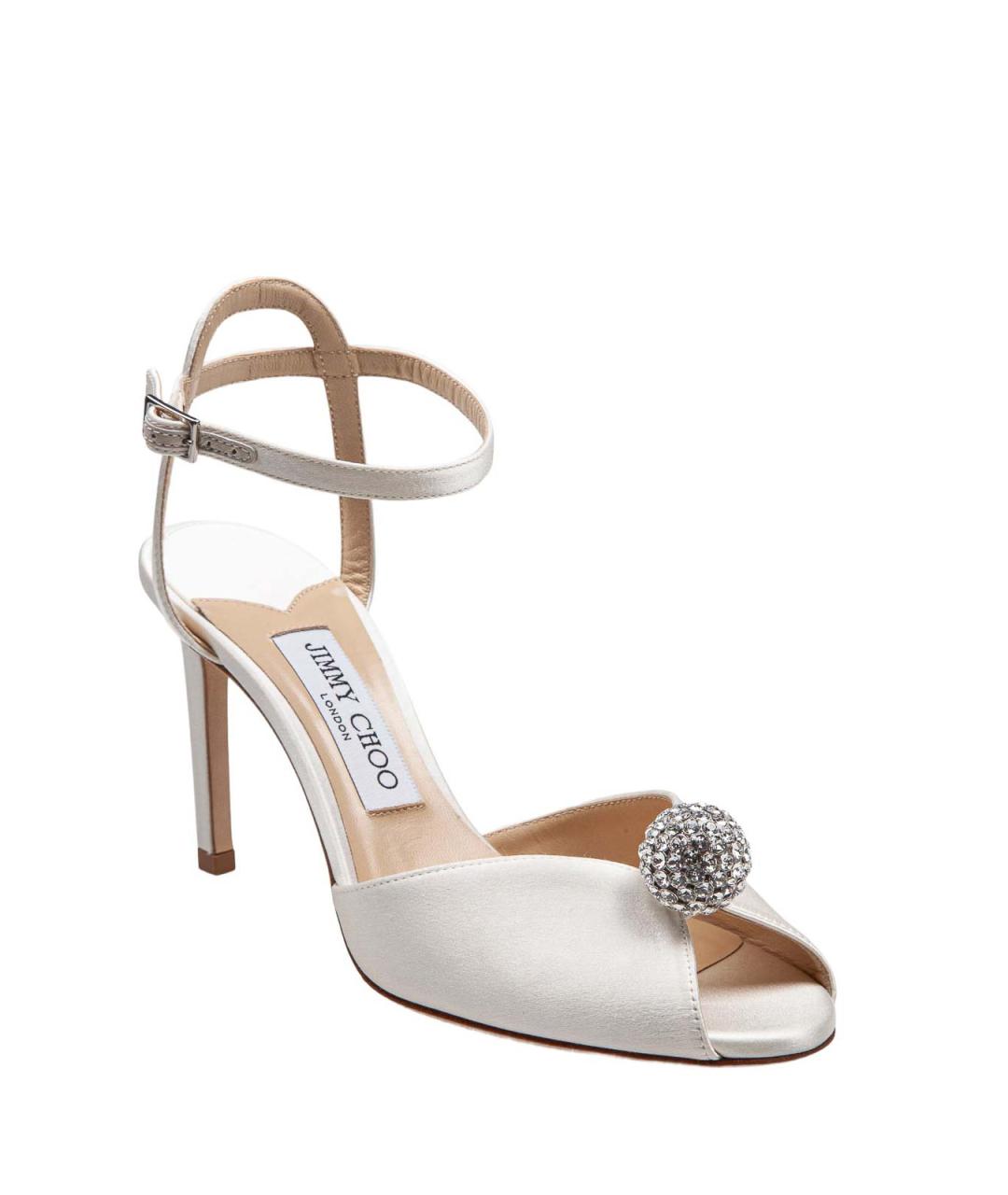 JIMMY CHOO Белые текстильные босоножки, фото 2